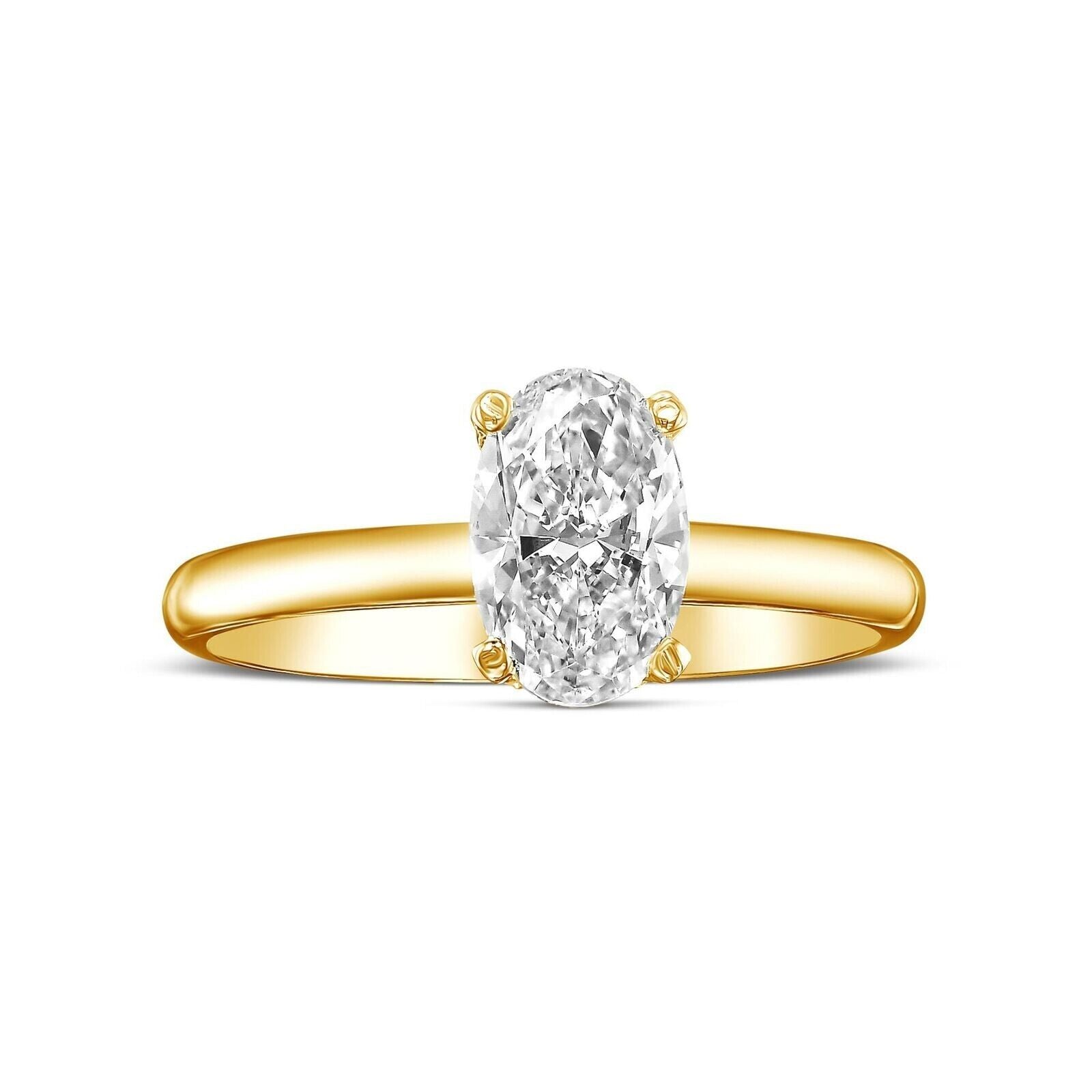 1CT Oval Shape Diamond Engagement Ring Excellent 14k White Gold H VS Lab - Created - GoldenLinQ