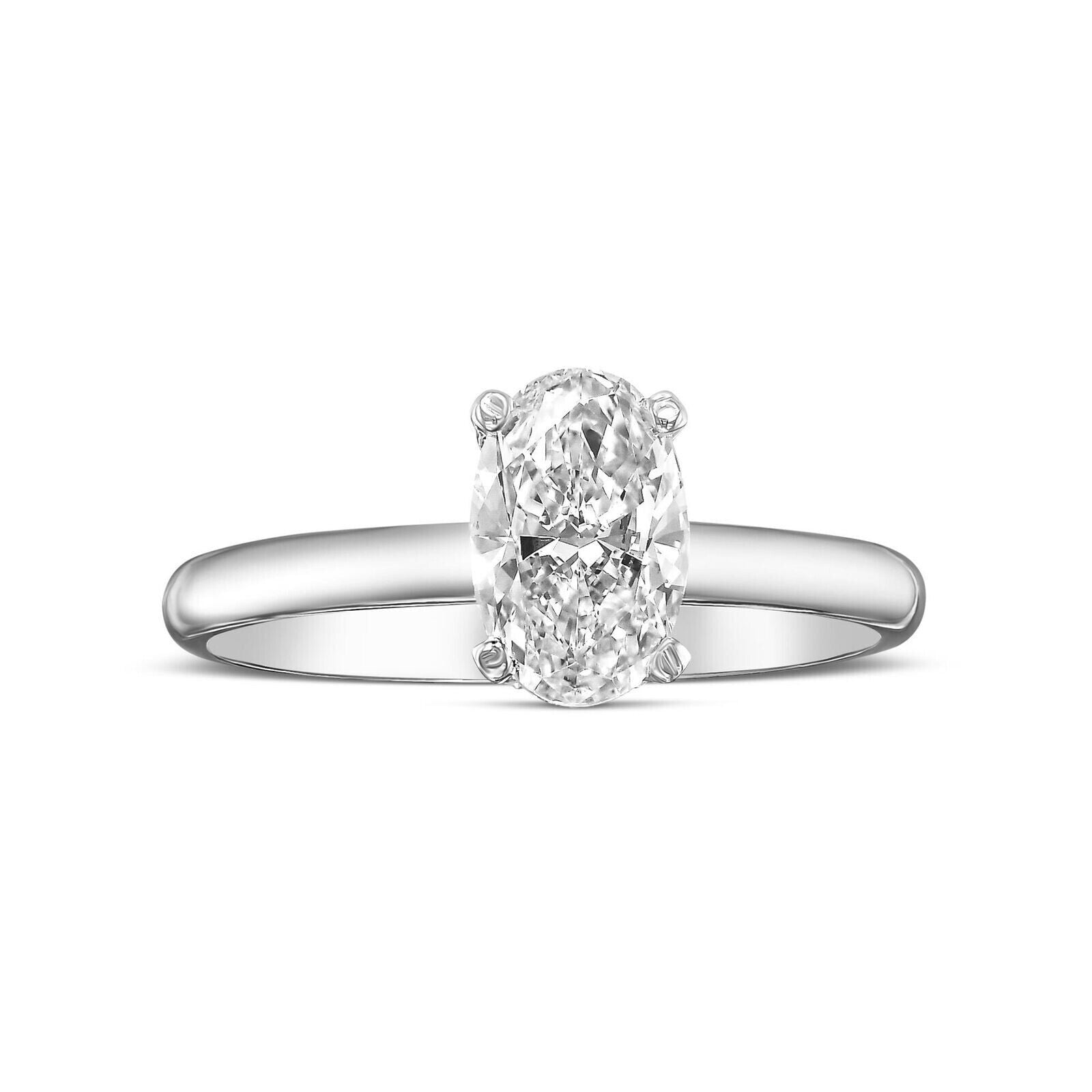 1CT Oval Shape Diamond Engagement Ring Excellent 14k White Gold H VS Lab - Created - GoldenLinQ