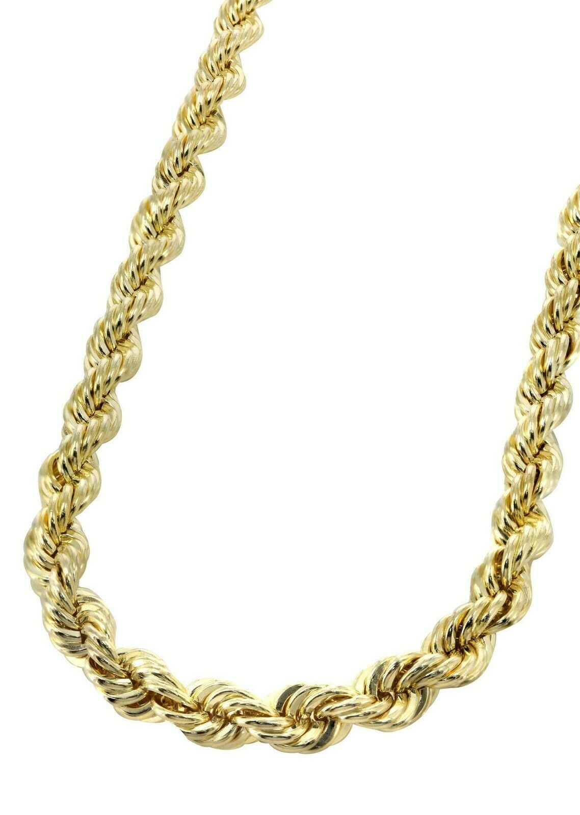 22" Real 10k Yellow Gold Rope Chain Necklace 7mm Men's 22" Inch New Diamond Cuts - GoldenLinQ