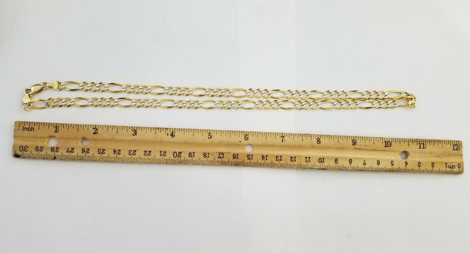 22" Real 14K Yellow Gold Figaro Link Chain 6mm Necklace Diamond Cut Lobster
