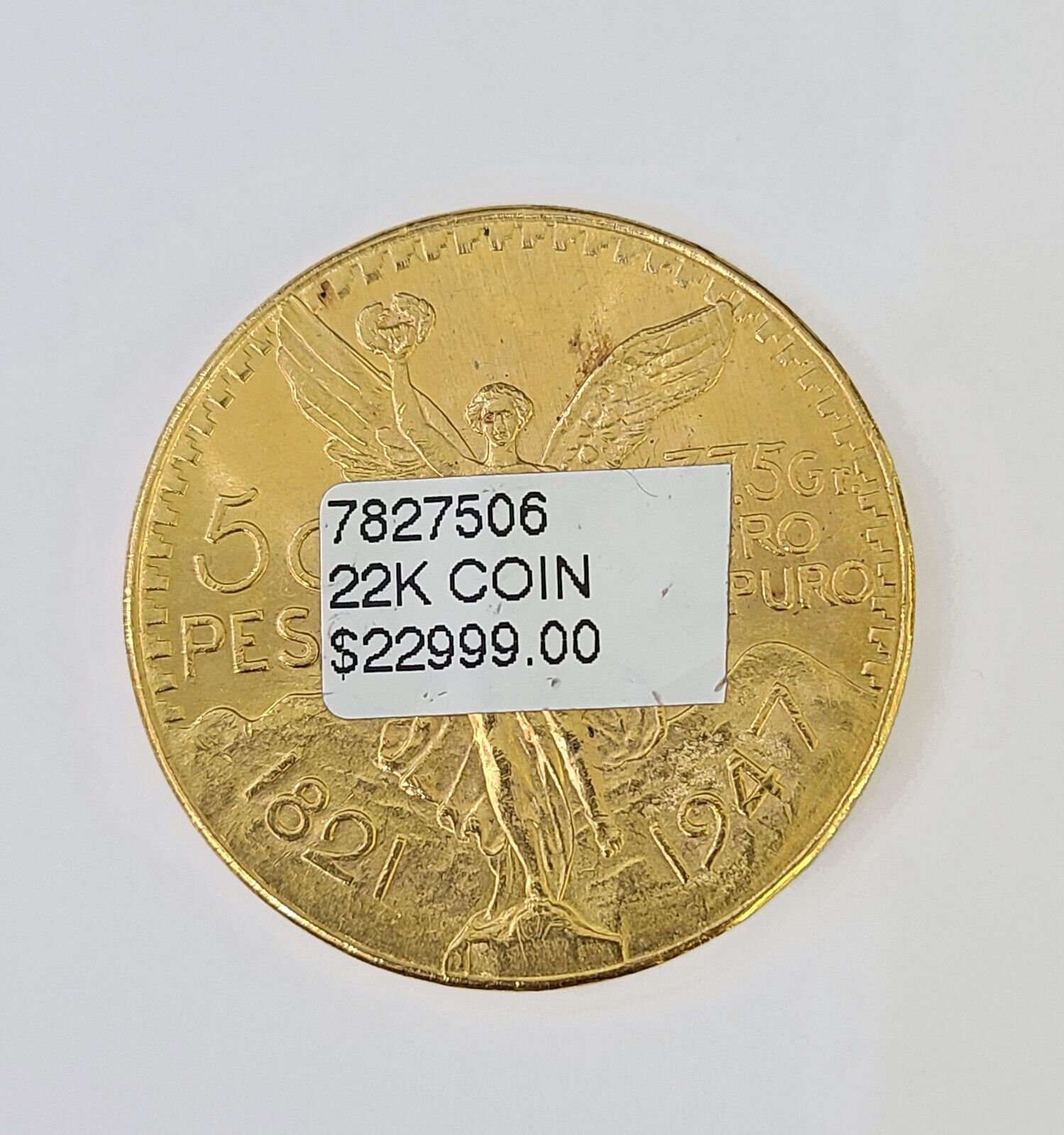 22k Centenario Coin Copy in Solid Yellow Gold 50 Pesos 1947 Mexico/Mexican Coin - GoldenlinQ