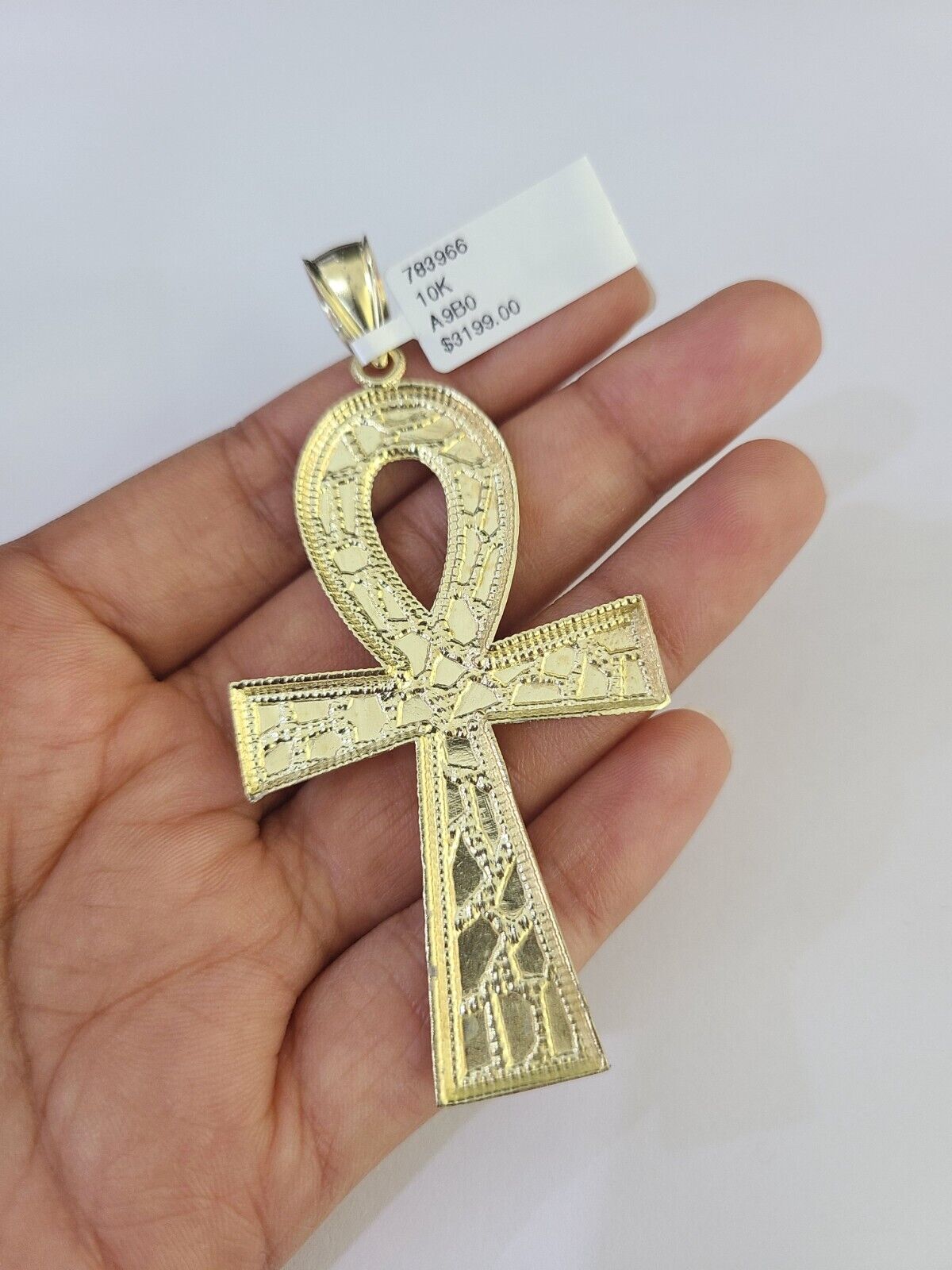 10k Solid Rope Chain Ankh Cross Charm Set 4mm 20"-28" Necklace Gold Yellow