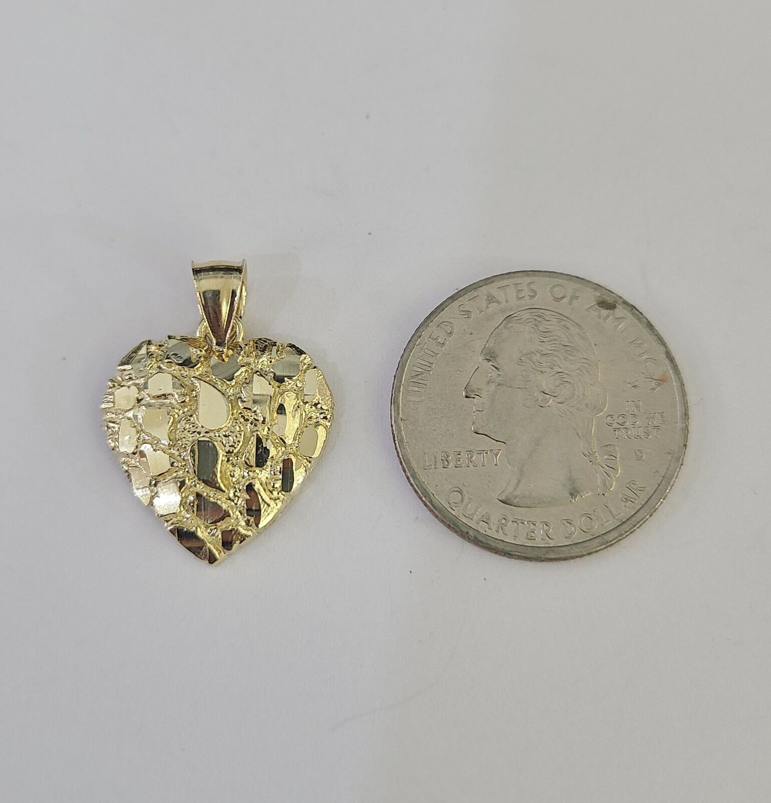 Real 10k Rope Chain Nugget Heart Charm Pendant SET Necklace 3mm 18"-24" Ladies