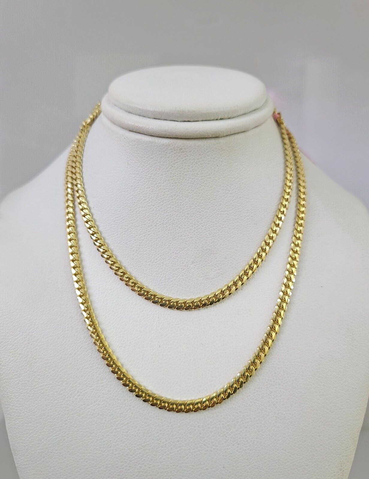 14k Gold Chain Solid Miami Cuban Link Necklace 22 Inch 3mm REAL 14kt Yellow Gold