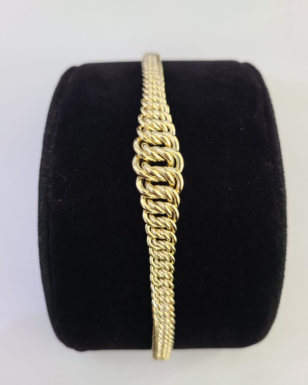 14K Gold Princesa Ring Bracelet 7" 7mm Real Yellow SET Flat Byzantine Link 14Kt All Sizes