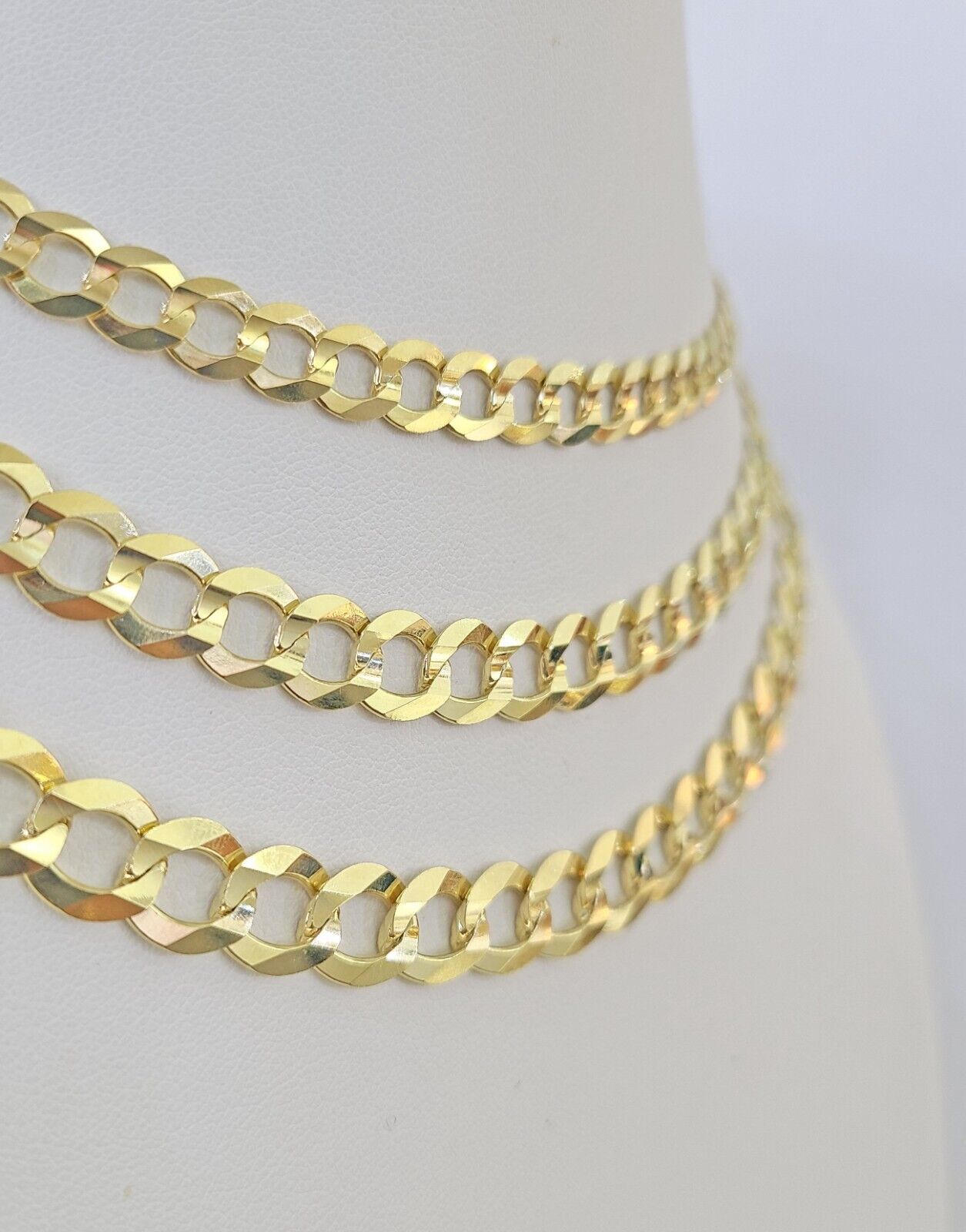 10k Solid Cuban Curb Link Necklace Chain Yellow Gold 8mm 9mm 10mm 20"-30"