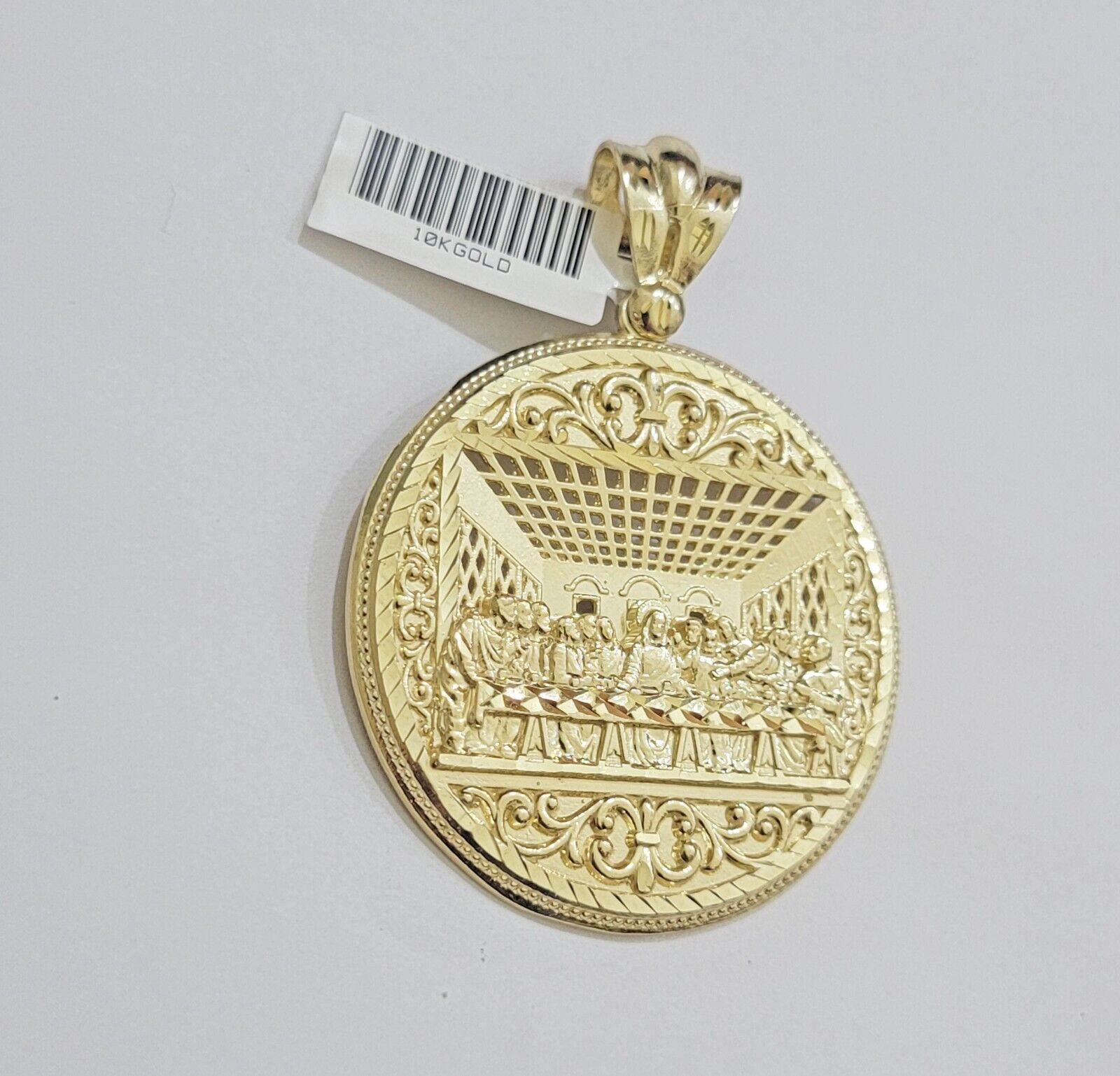 REAL 10k Yellow Gold Pendant Last Supper charm For Mens.