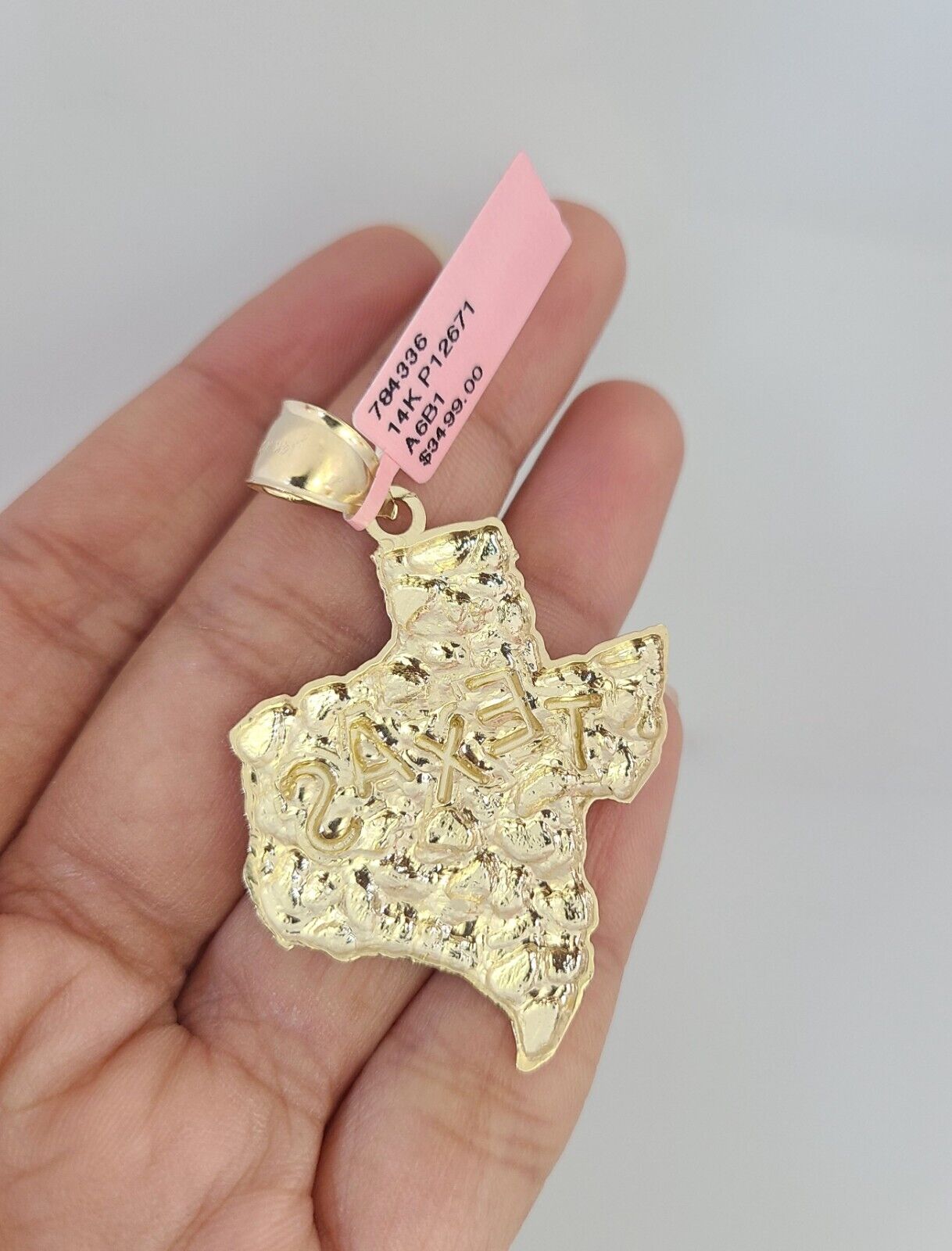 14k Gold Rope Chain Necklace Set 6mm Texas Map Charm Pendant 18"-28" inch