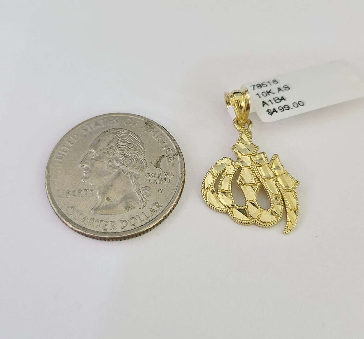 10k Solid Rope Chain 2mm Allah Pendant Charm Necklace SET 18-22" Ladies