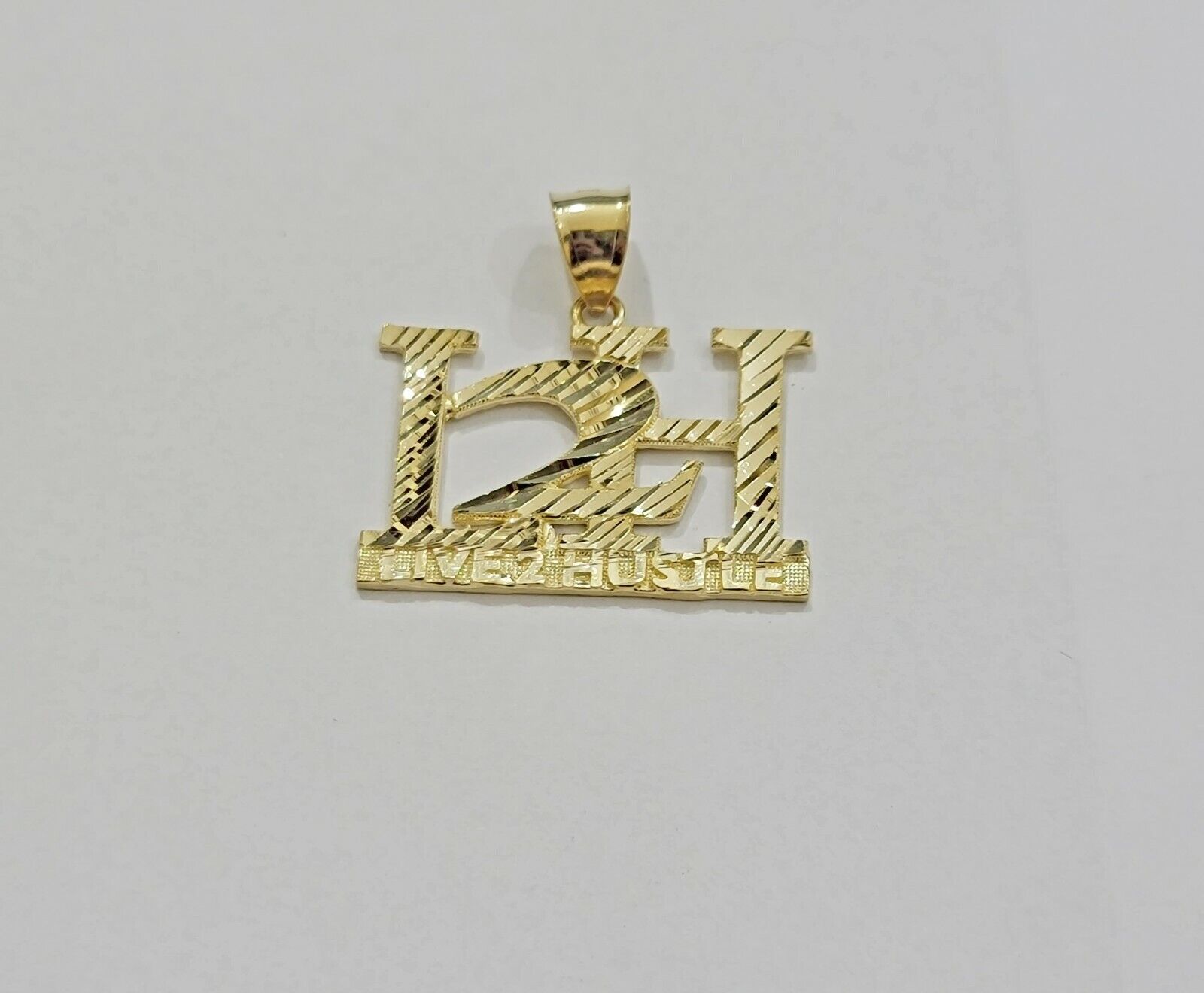 Real 10k Yellow gold charm Pendant LIVE TO HUSTLE 10kt gold