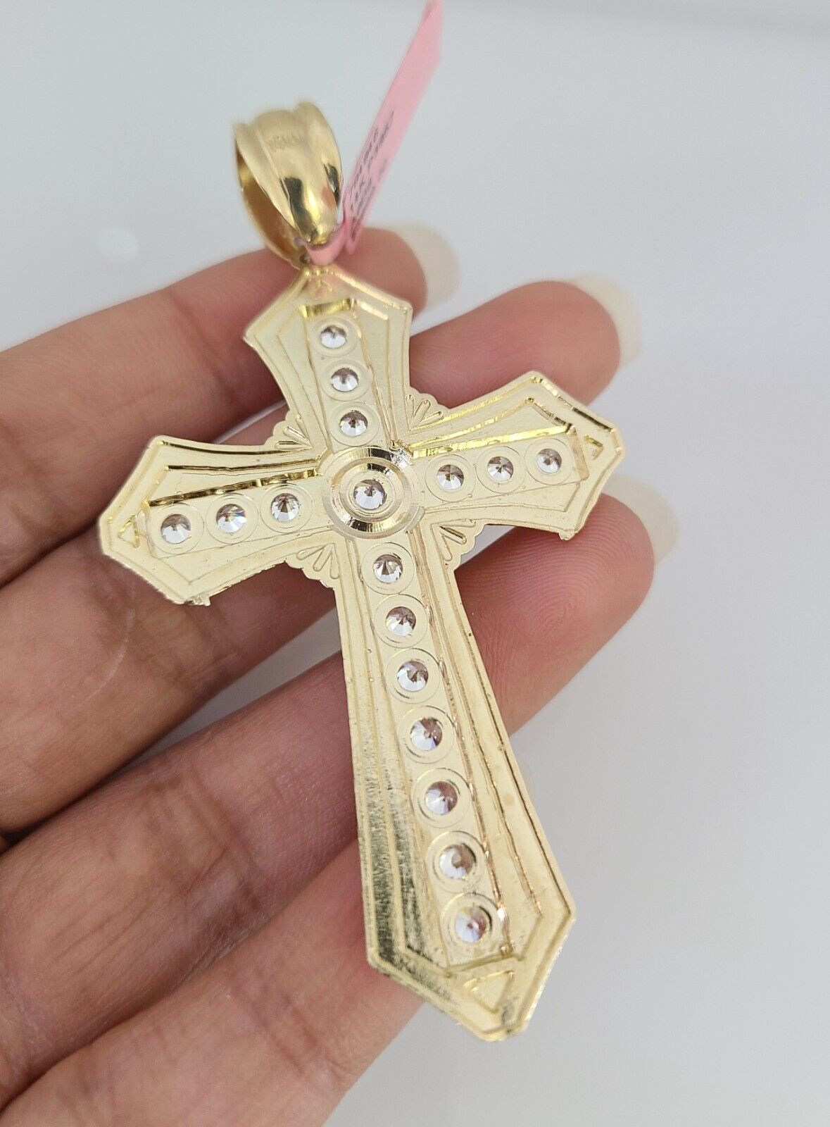 14K Gold Necklace Chain Jesus Cross Charm Turkish Byzantine 4mm 24" Pendant