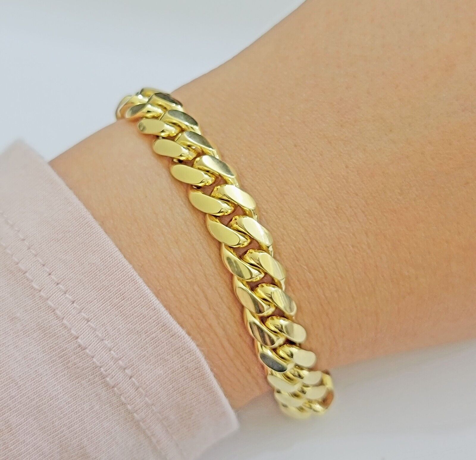 Solid 14k Gold Bracelet 9mm Miami Cuban Link 8 inch Mens Real 14kt Yellow Gold