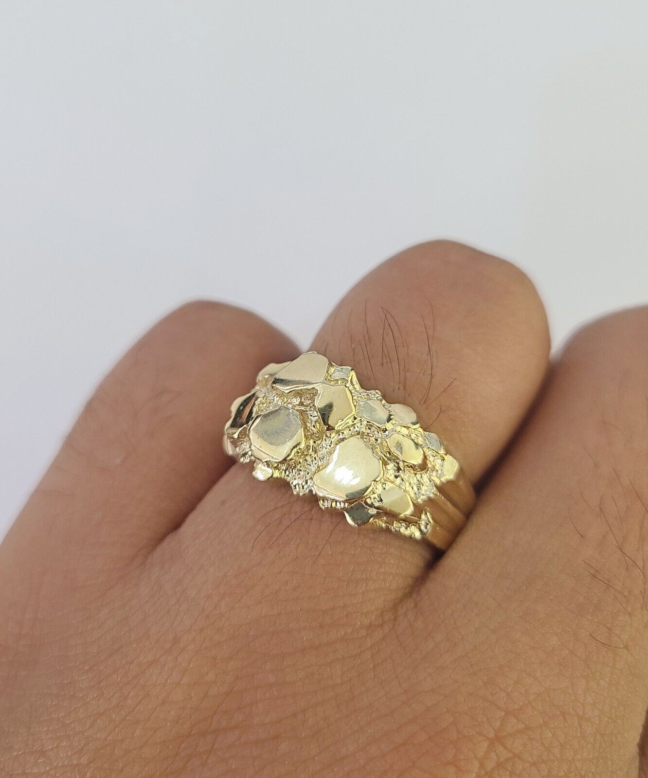 Real 10k Nugget Ring Yellow Gold Casual Ring 10kt Genuine All Sizes