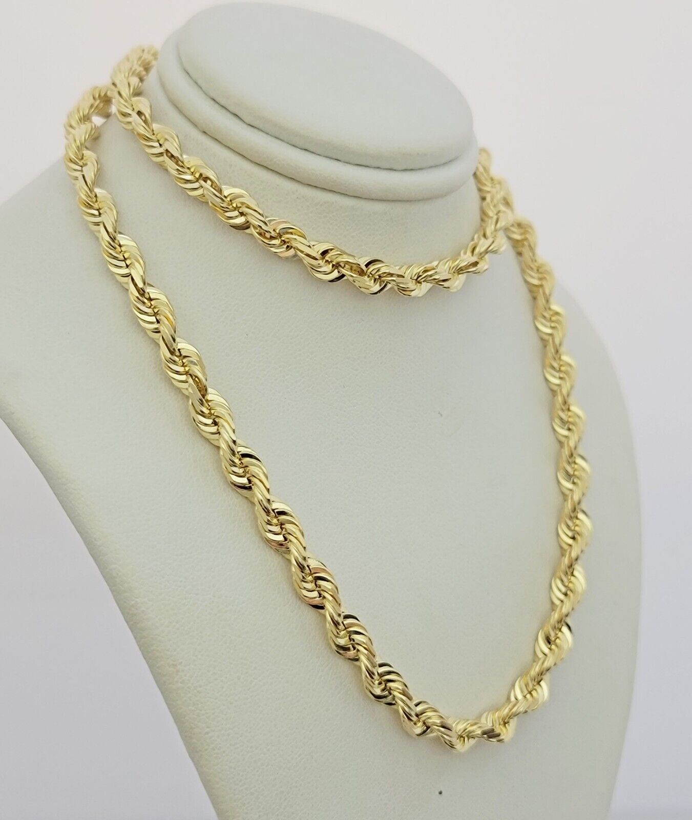 Real 10k Gold Chain Necklace Rope 24 Inch 6mm Diamond Cut Solid 10kt For mens
