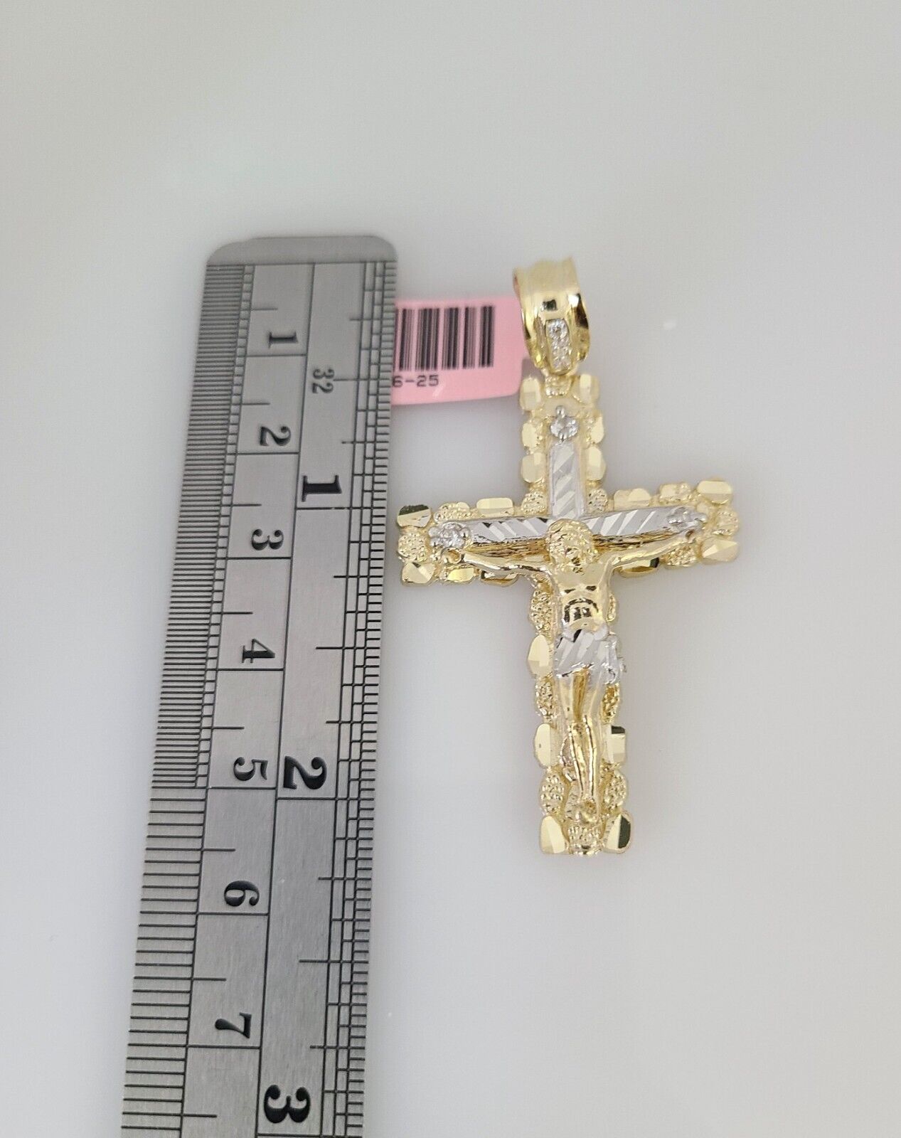 14k Gold Rope Chain Necklace Set 6mm Nugget Cross Charm Pendant 18"-28" inch