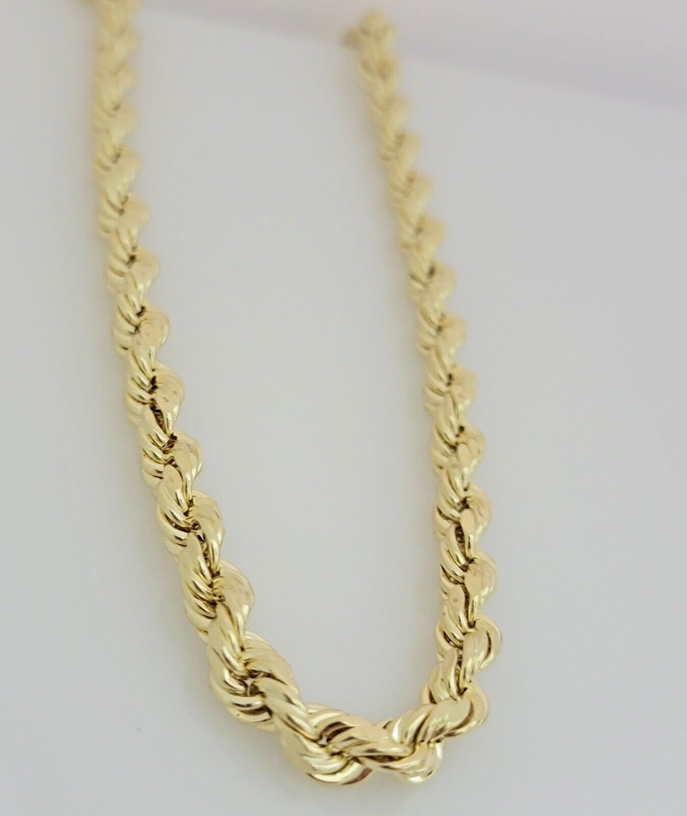 10K Yellow Gold Rope Chain Necklace 7mm 26 Inch REAL 10kt Diamond Cuts, Men's