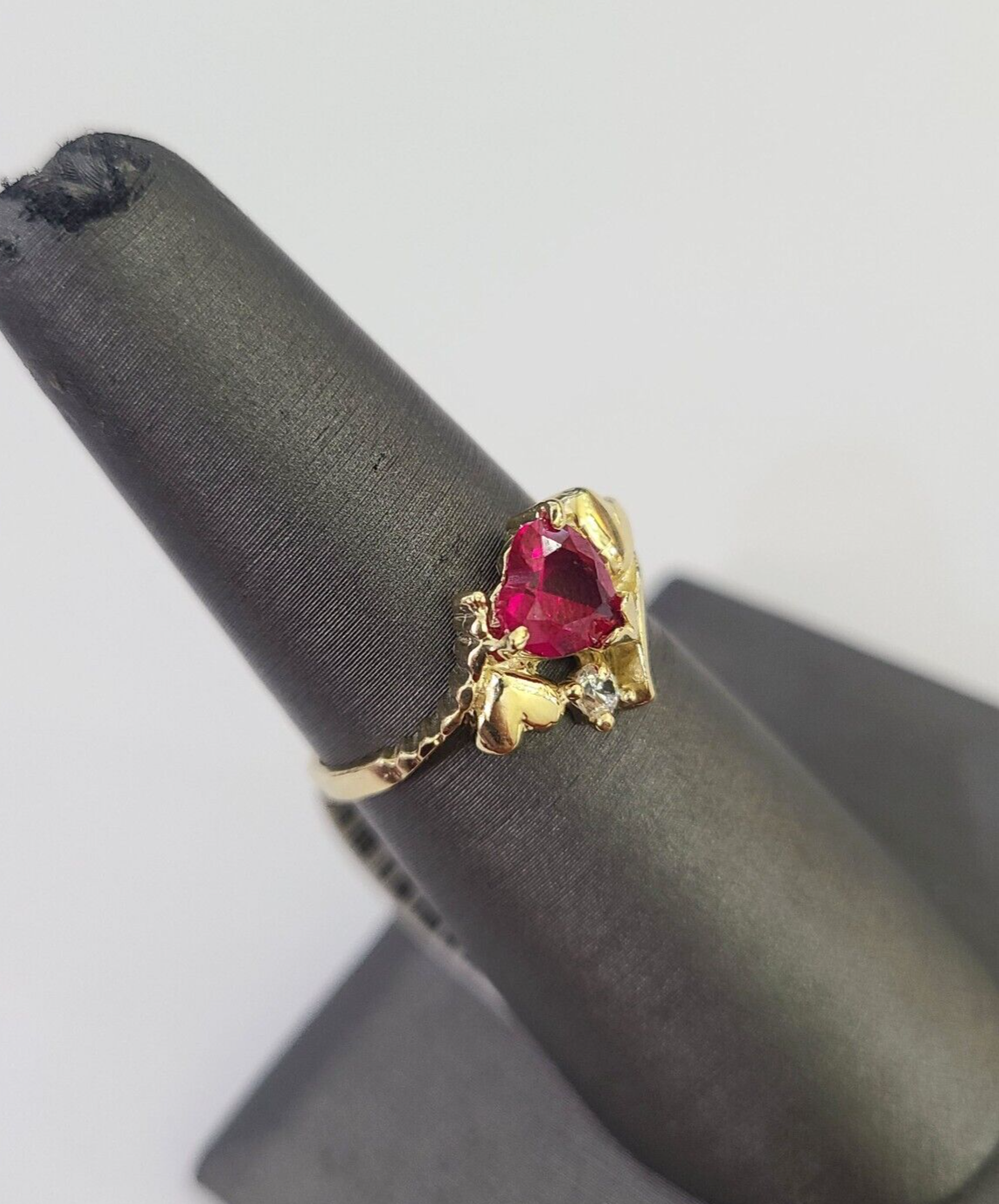 Real 10k Yellow Gold Hearts Ring Wedding Engagement Casual 10Kt Genuine All Sizes