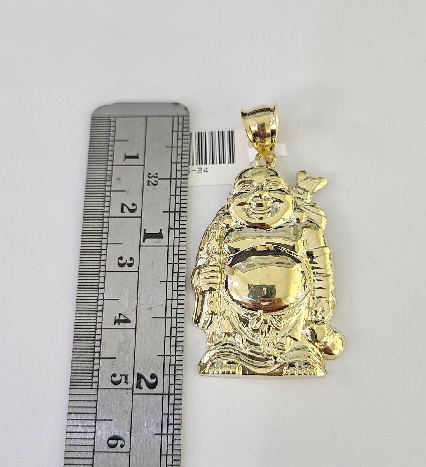 10K Gold Franco Chain Laughing Buddha Charm Pendant 20-26 inches 2.5mm Yellow