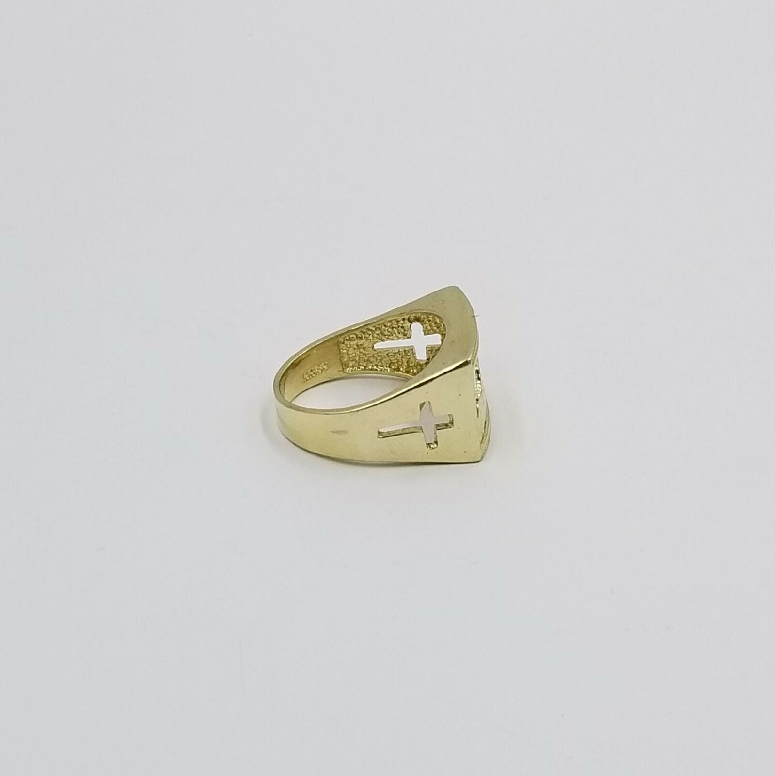 REAL 10k Yellow Gold Last Supper Ring Cross Design Men's Ring, All Sizes