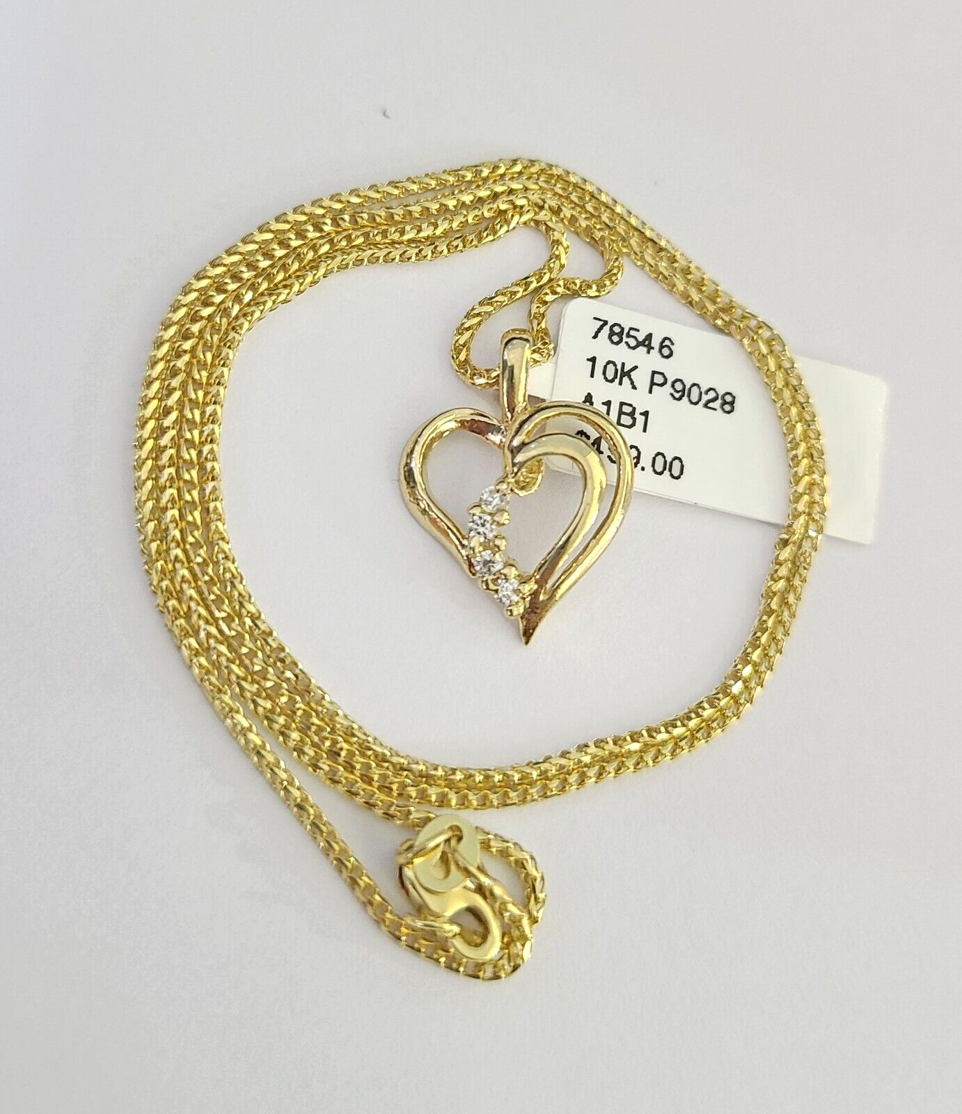 10K Solid Franco Chain Heart Pendant Charm Necklace 16"-22" 1mm Gold Ladies
