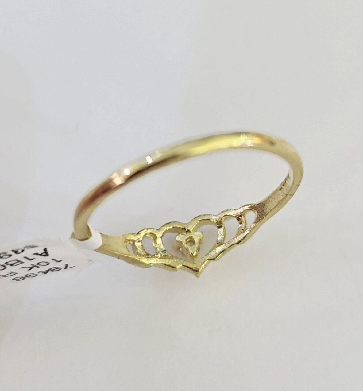 Real 10k Yellow Gold Hearts Ring Wedding Engagement Casual 10Kt Genuine All Sizes