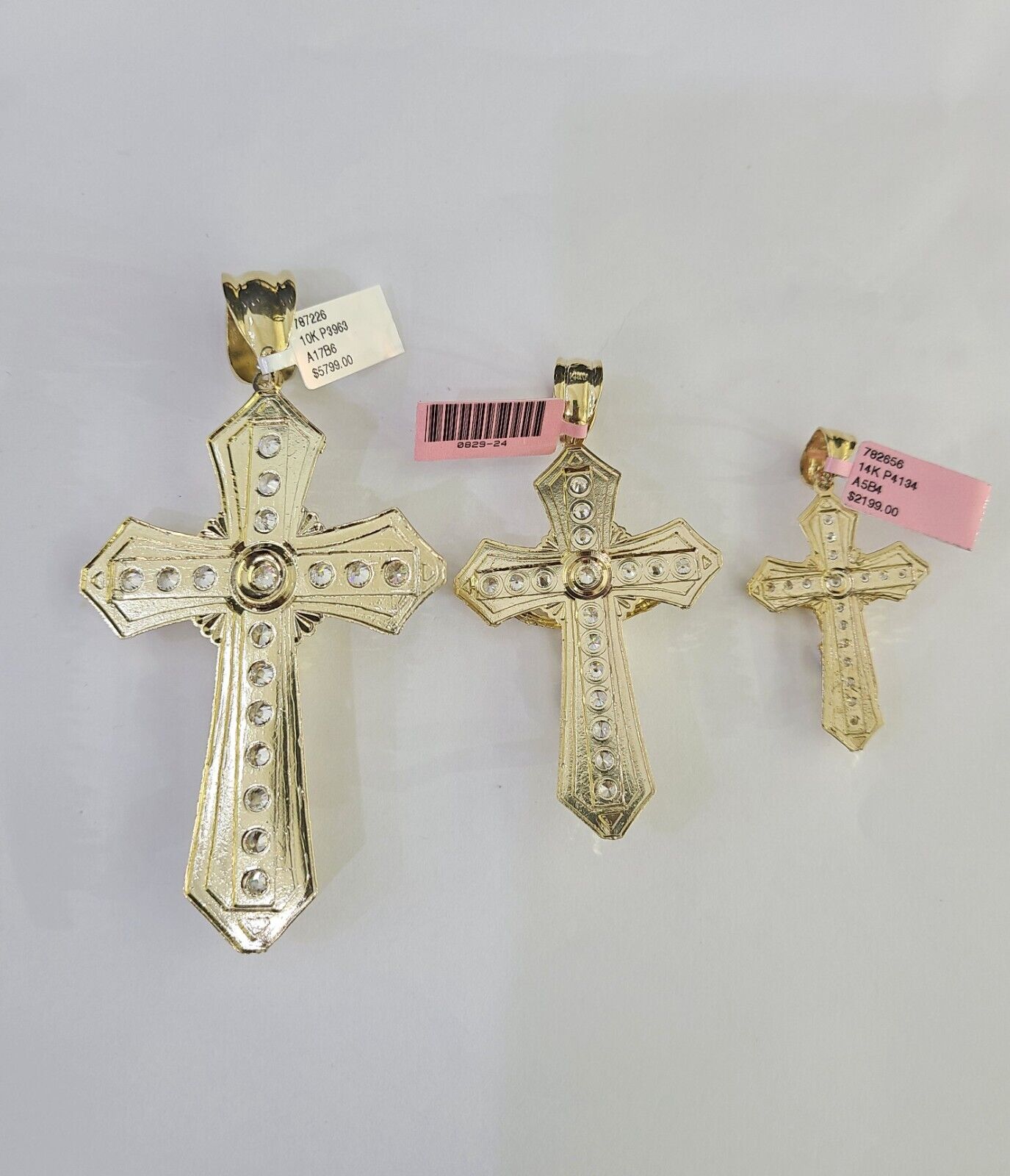 14k Jesus Cross Charm Pendant Yellow Gold Men Women 4" 3" 2"