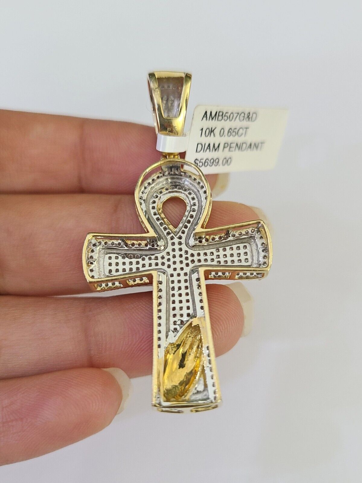 10k Miami Cuban Chain Diamond Jesus Cross Charm Set 4mm 18"-28" Necklace Gold