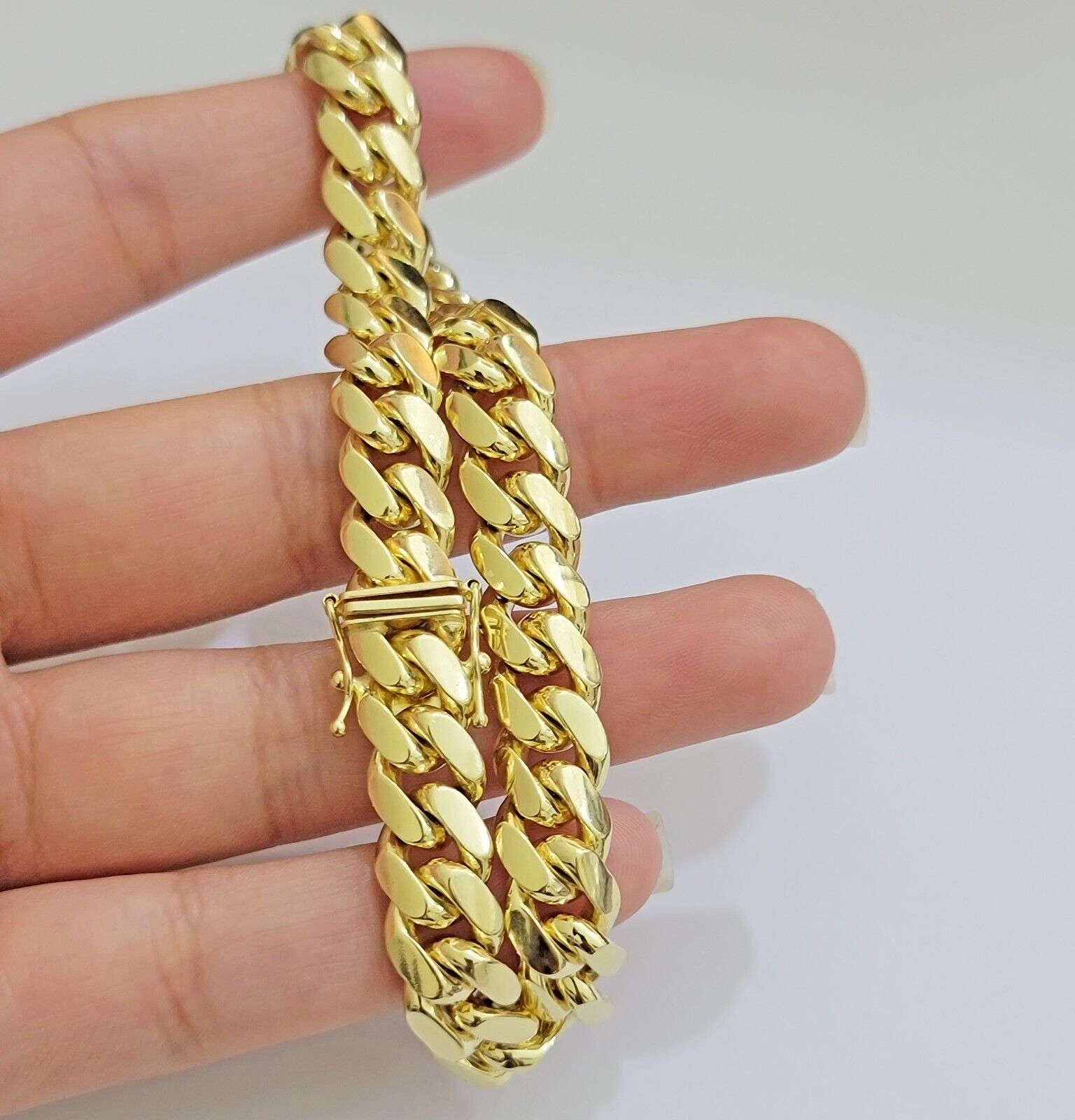 Solid 14k Gold Bracelet 9mm Miami Cuban Link 8 inch Mens Real 14kt Yellow Gold