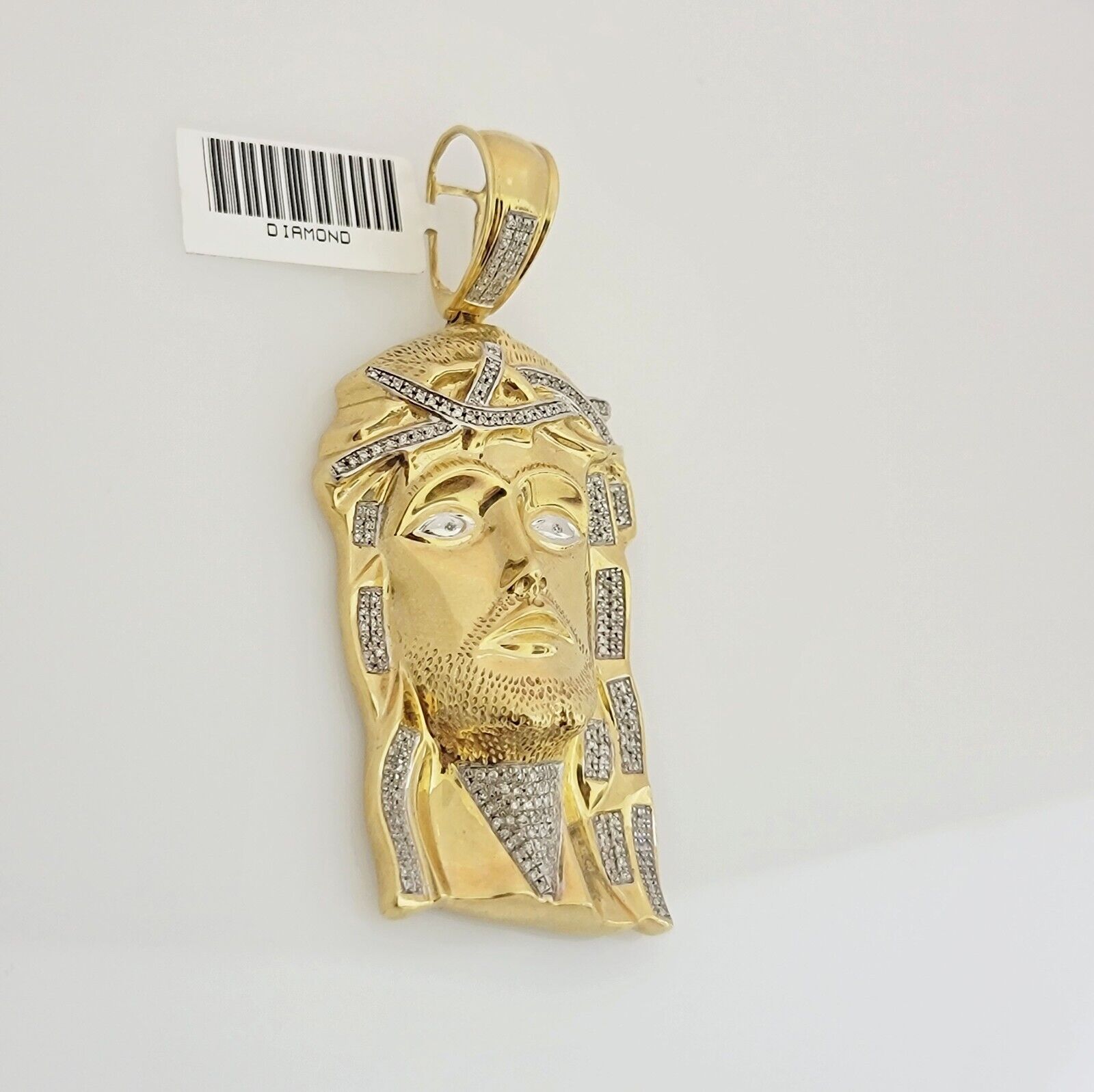 Real Diamond Charm Pendant Jesus Head 10k Yellow Gold Solid mens 1/2 CT Daimond