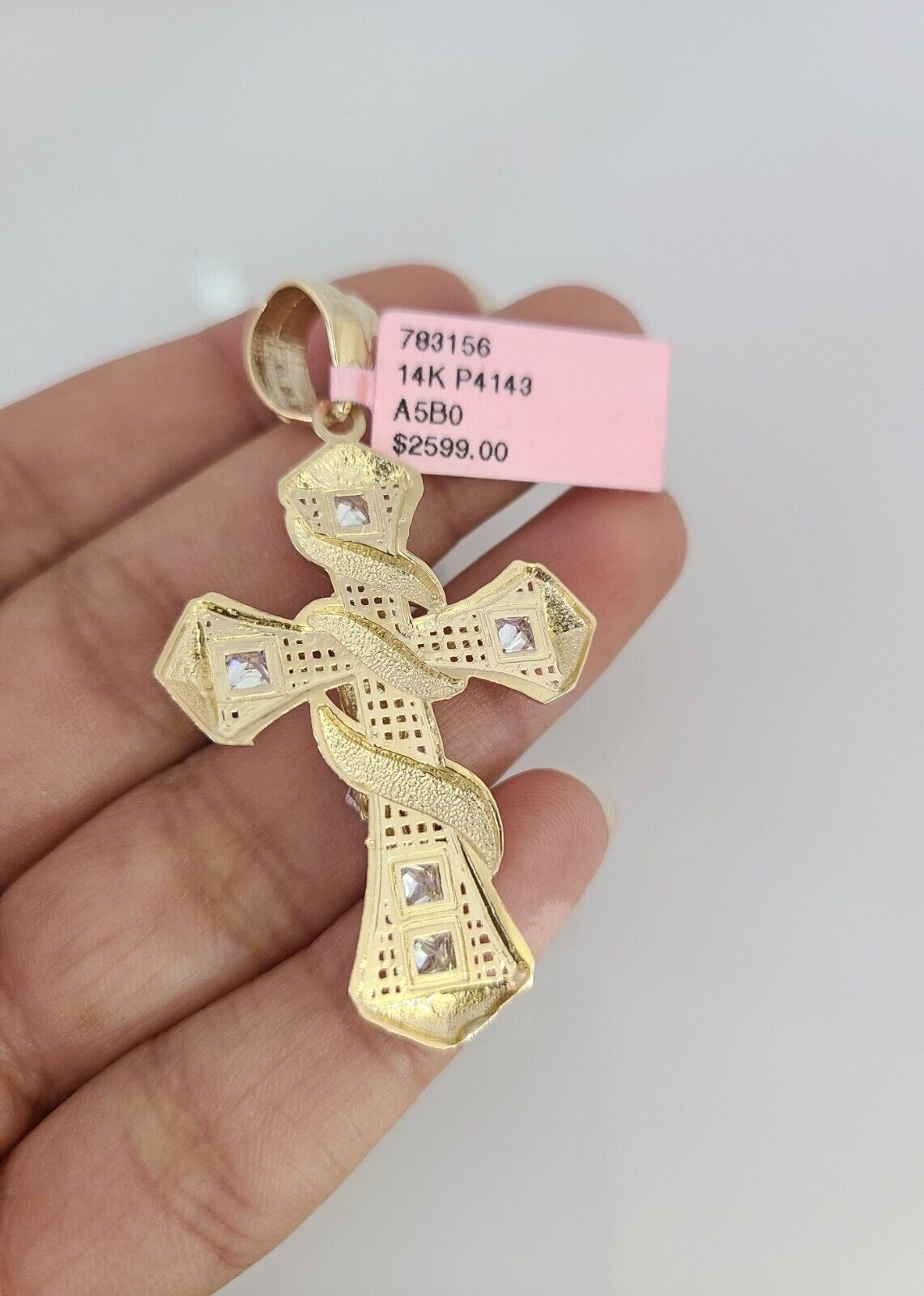 14k Gold Rope Chain Necklace Set 6mm Spiral Cross Charm Pendant 18"-28" inch