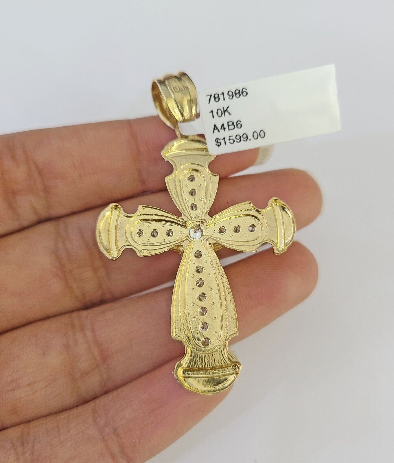 10k Solid Gold Cuban Curb Chain Jesus Cross Pendant 6mm 20"-30" SET Necklace
