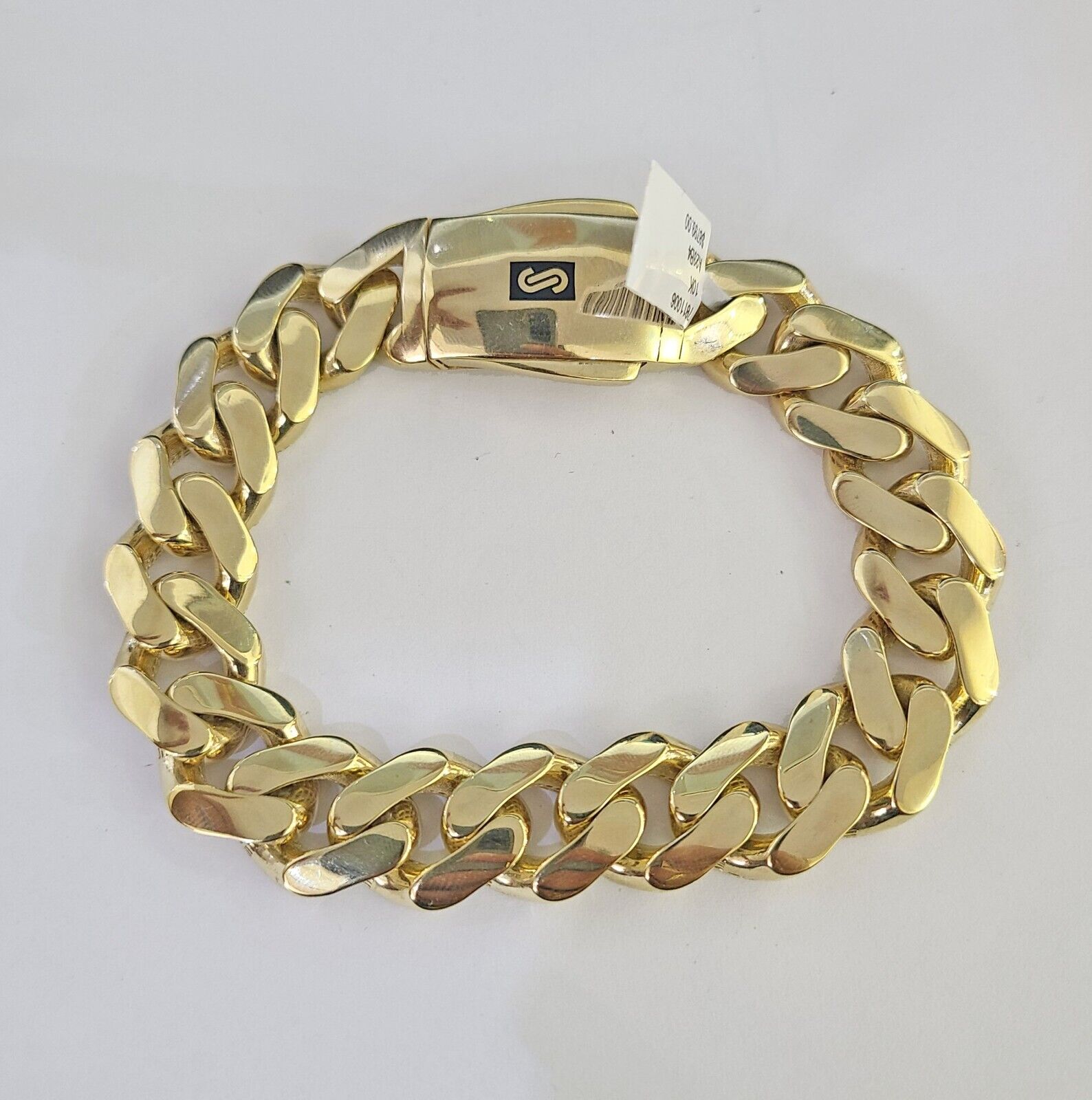 Real 10K Royal Monaco Bracelet Yellow Gold 9" Box Clasp 15mm Genuine