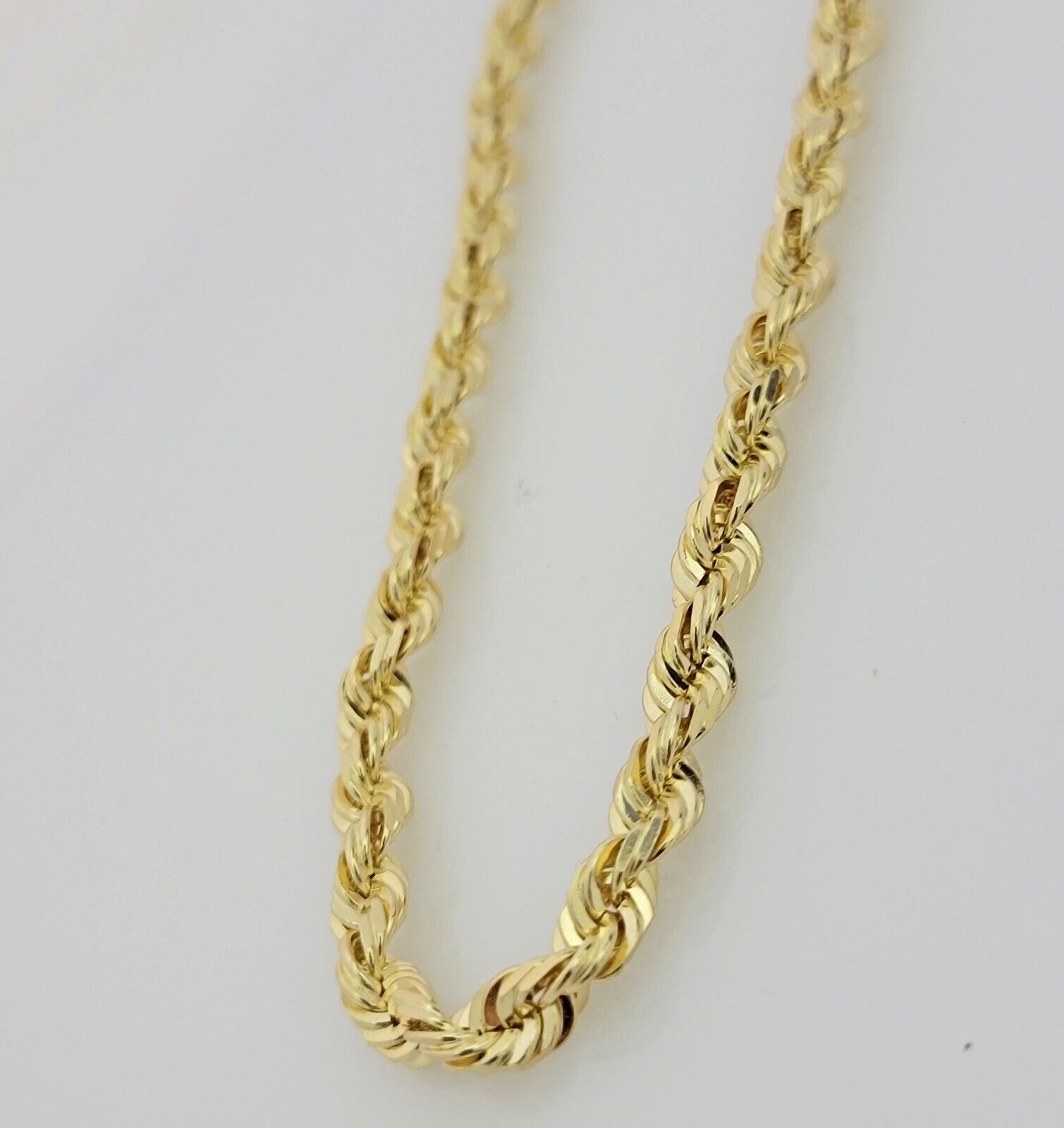 Real 10k Gold Chain Necklace Rope 24 Inch 6mm Diamond Cut Solid 10kt For mens