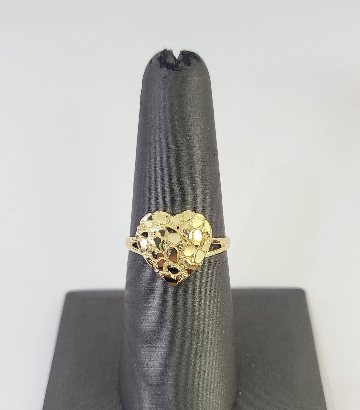 Real 10k Nugget Heart Ring Band Wedding Engagement Women Yellow Gold All Sizes