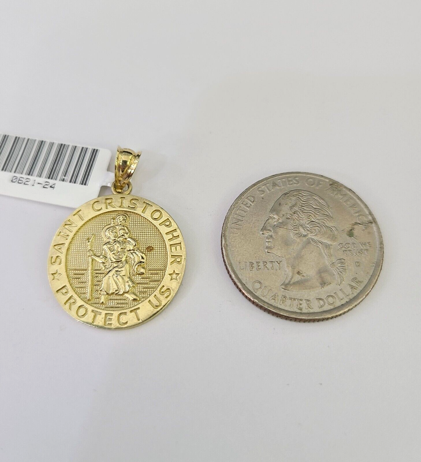 10k Solid Rope Chain 2mm Saint Cristopher Pendant Necklace SET 18-22 in Ladies