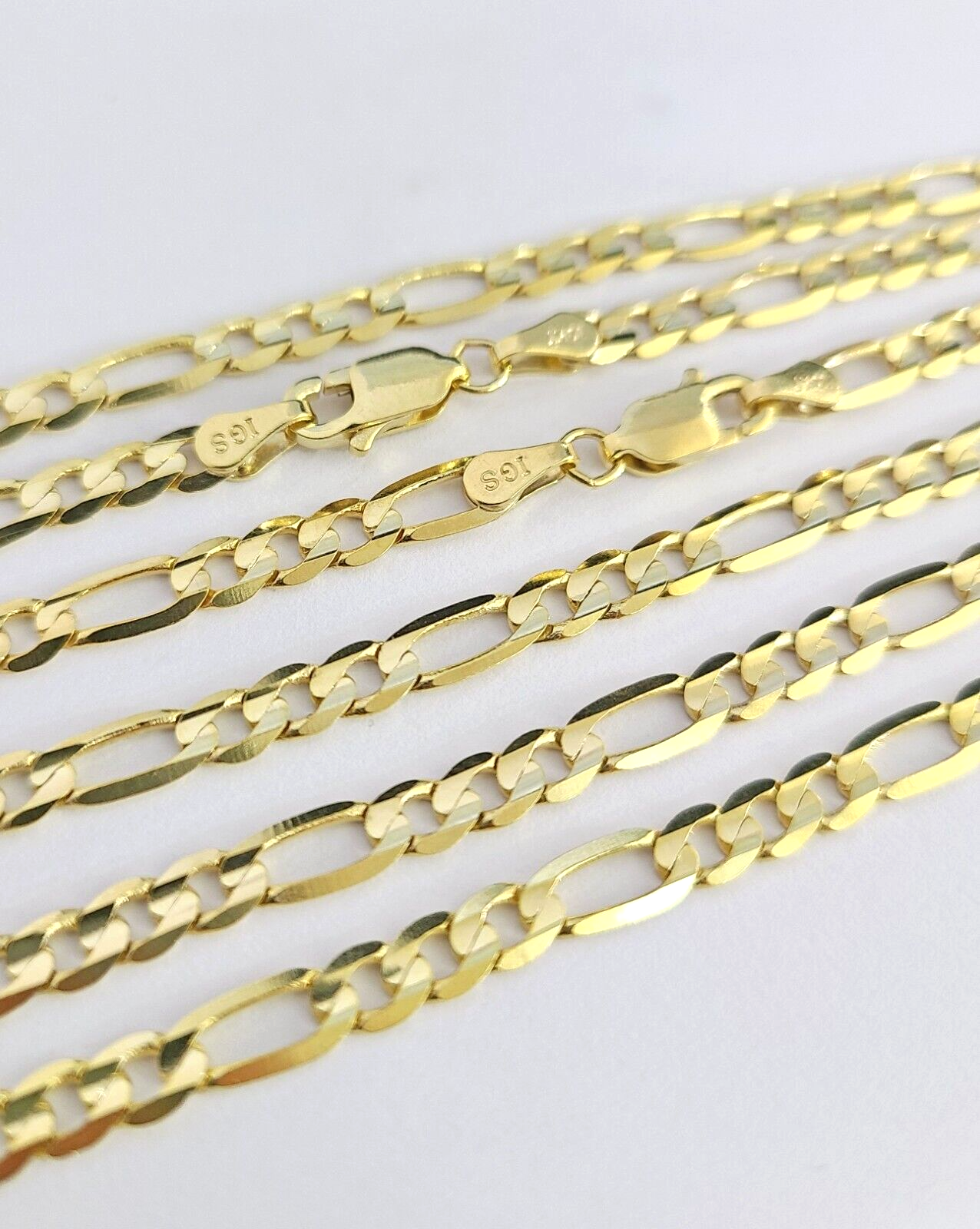 10K Solid Figaro Link Chain Necklace Yellow Gold 4mm 20" 22" 24" 10kt