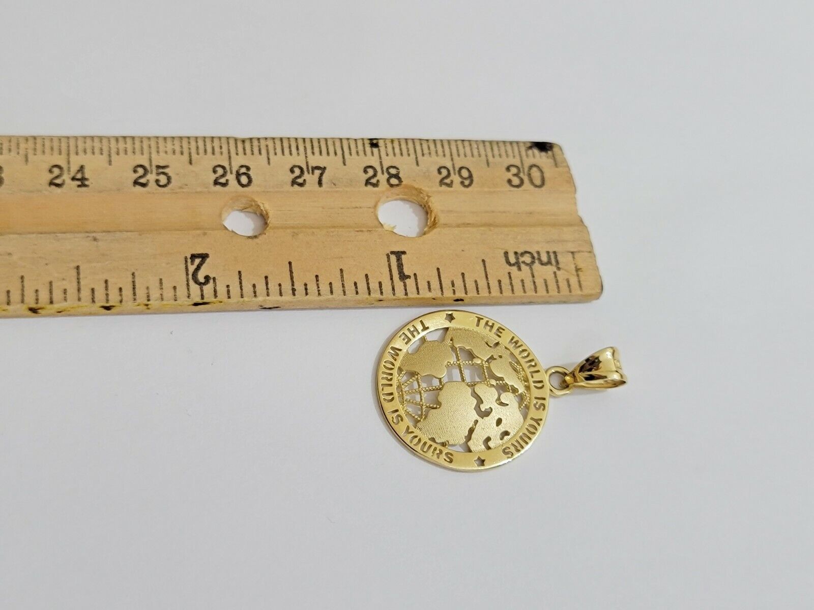 Real 10kt Gold Cuban Link Chain Pendant Set 18" 3.5mm Necklace World Map Charm