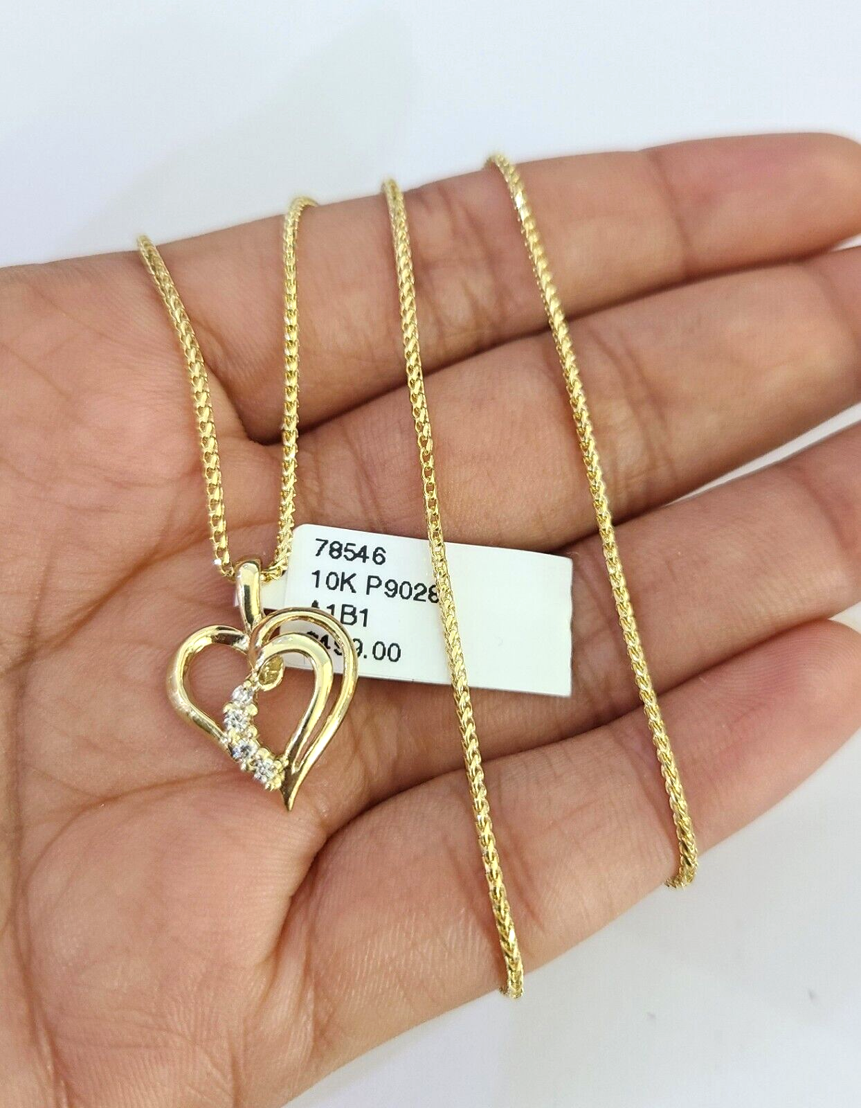10K Solid Franco Chain Heart Pendant Charm Necklace 16"-22" 1mm Gold Ladies