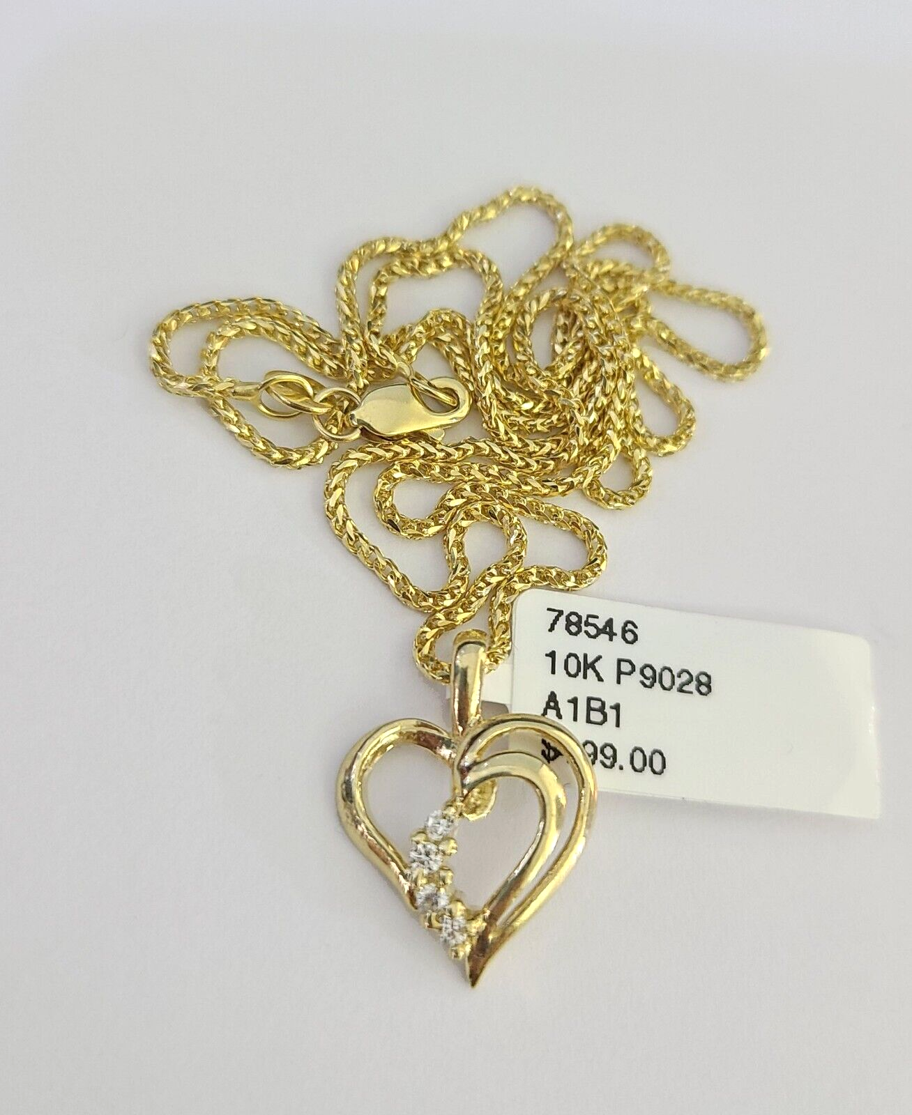 10K Solid Franco Chain Heart Pendant Charm Necklace 16"-22" 1mm Gold Ladies