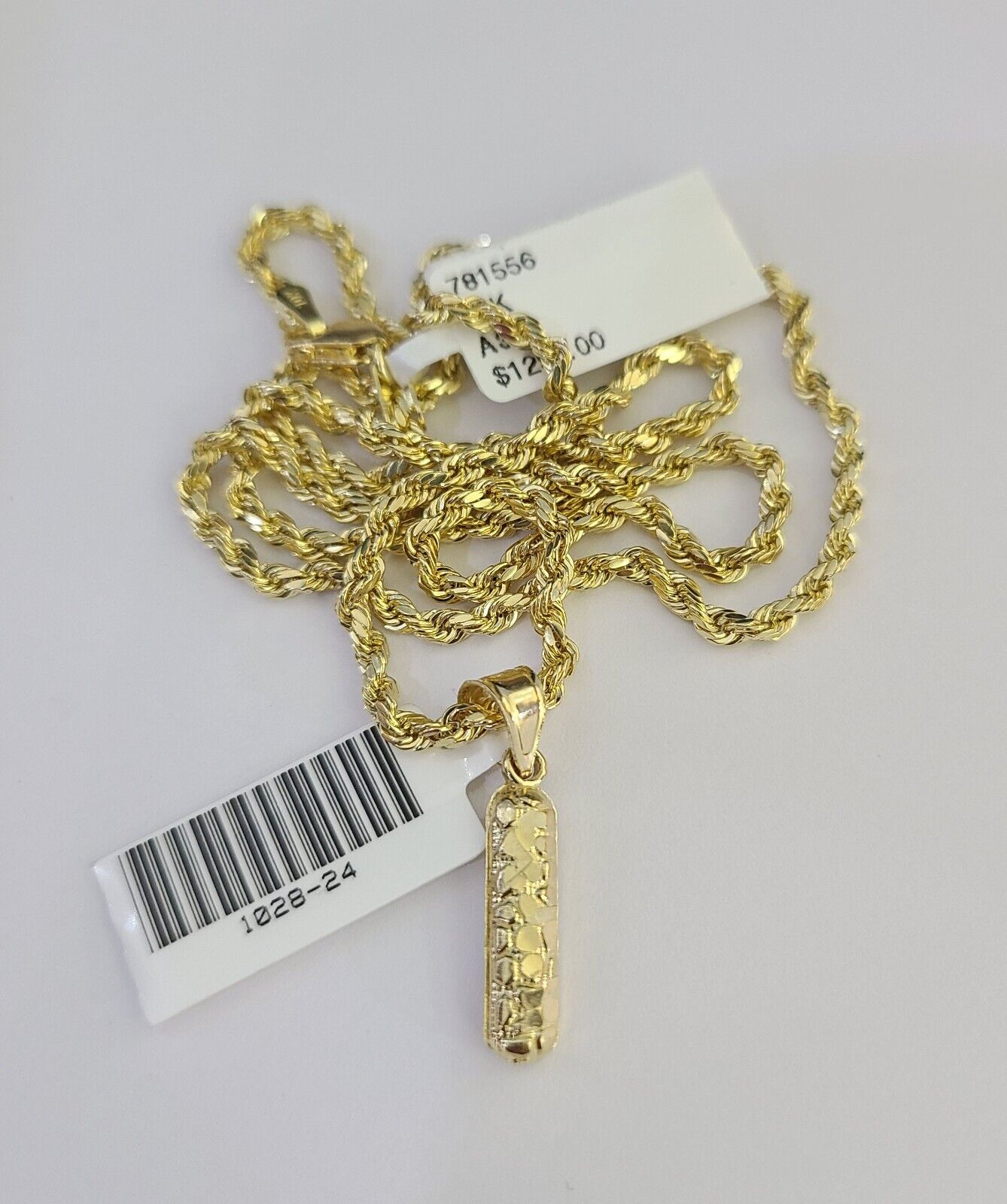 10k Gold Initial I Charm Rope Chain 16"-26" 2.5mm SET Necklace Alphabet Pendant