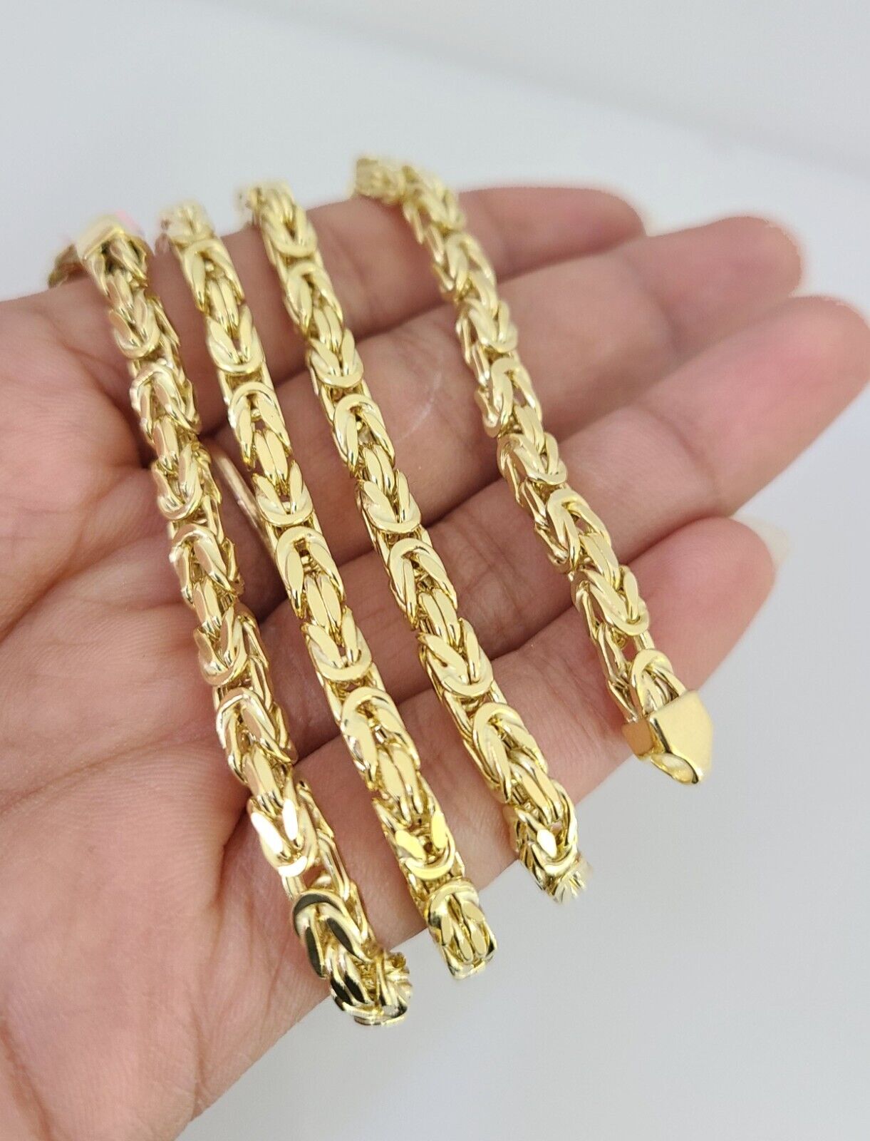 14K Gold Necklace Chain Jesus Crucifix Cross Charm Turkish Byzantine 4mm 24"