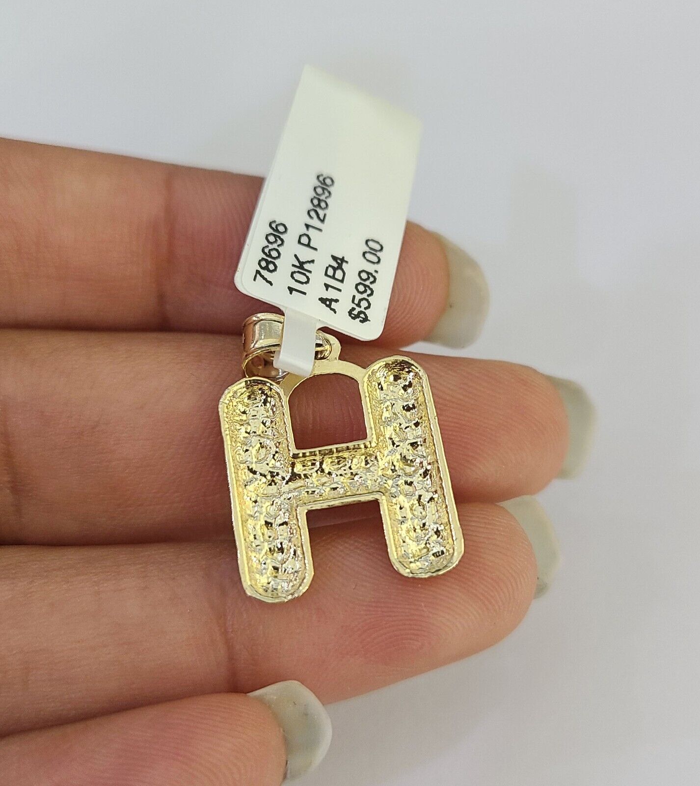 10k Gold Initial H Charm Rope Chain 16"-26" 2.5mm SET Necklace Alphabet Pendant