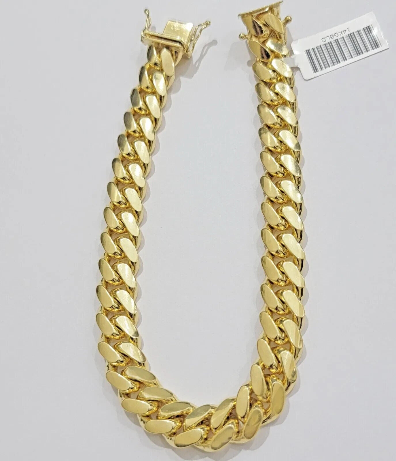 10mm Miami Cuban Link Bracelet 9 Inch Solid 14k Yellow Gold Box Lock REAL 14kt