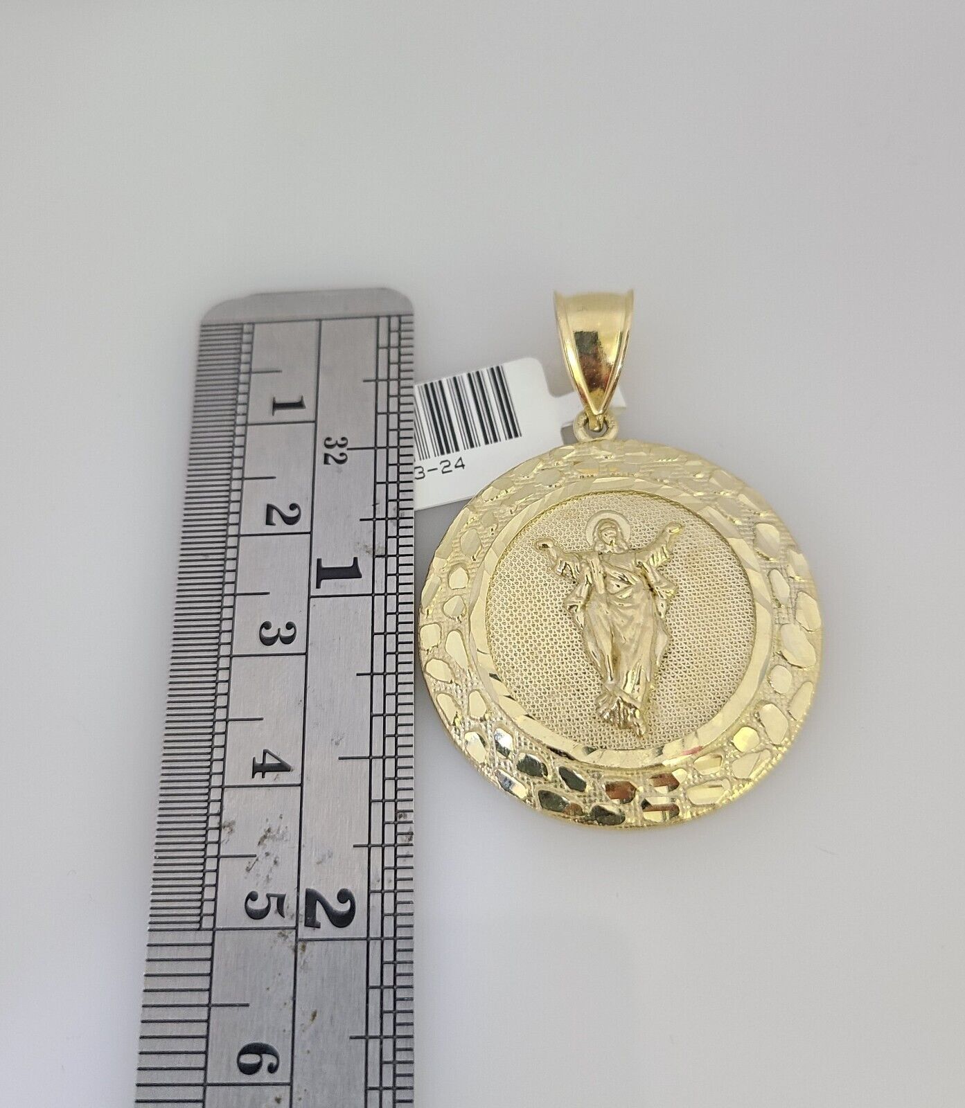 10k Gold Byzantine Chain Nugget Jesus Pendant SET REAL 10kt 3mm 18"-28" 10Kt