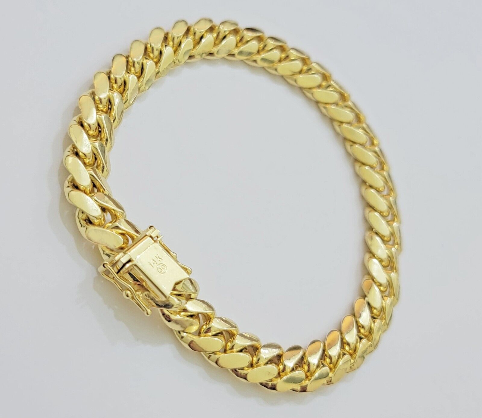Solid 14k Gold Bracelet 9mm Miami Cuban Link 8 inch Mens Real 14kt Yellow Gold