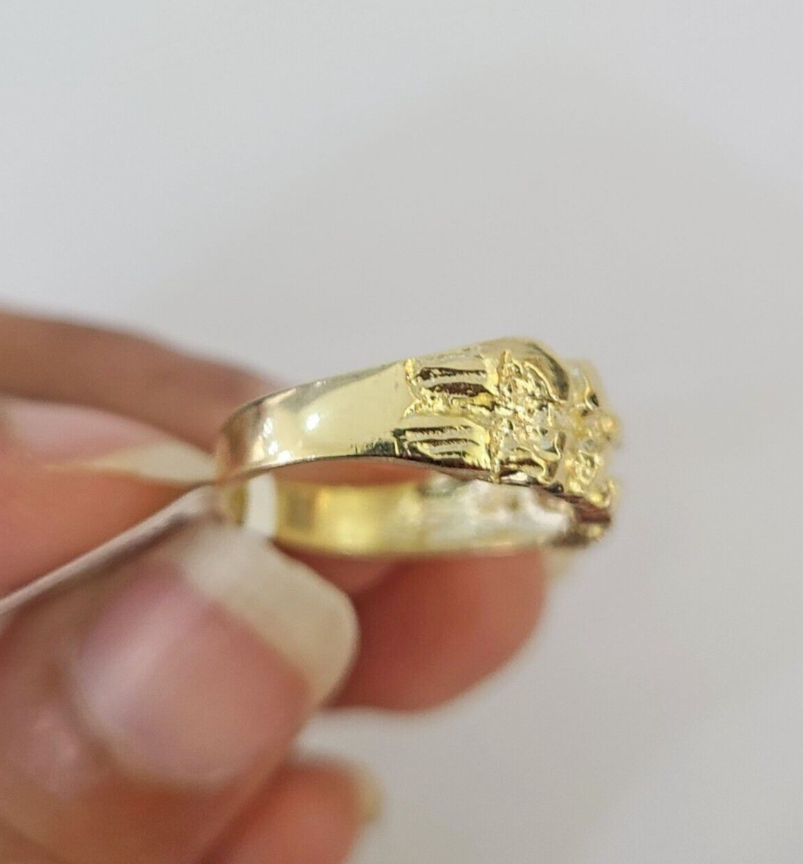 Real 10k Nugget Ring Yellow Gold Casual Ring 10kt Genuine Kids All Sizes