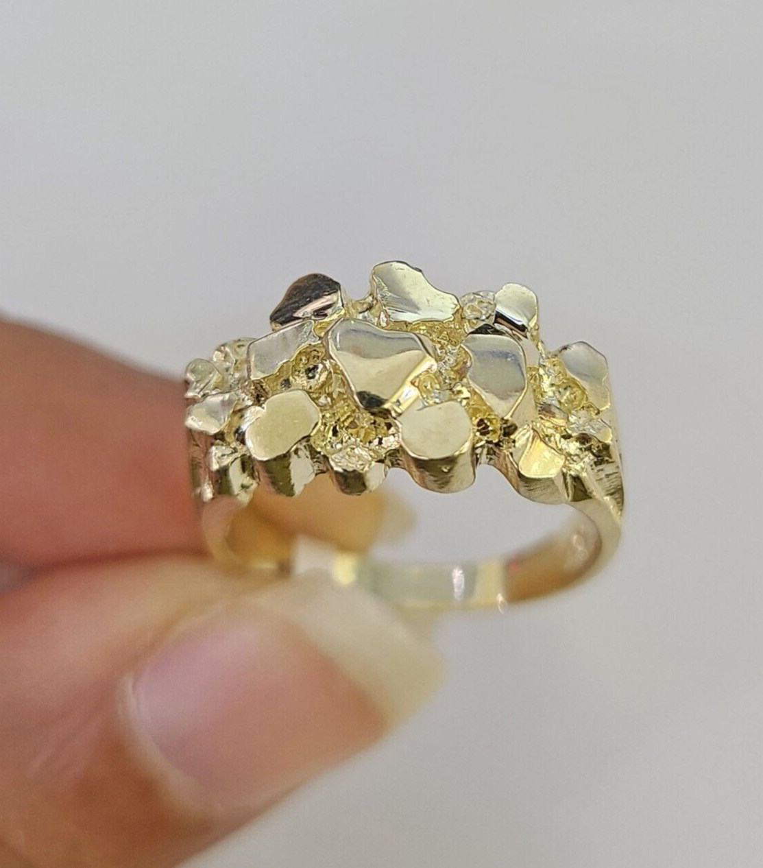 Real 10k Nugget Ring Yellow Gold Casual Ring 10kt Genuine All Sizes