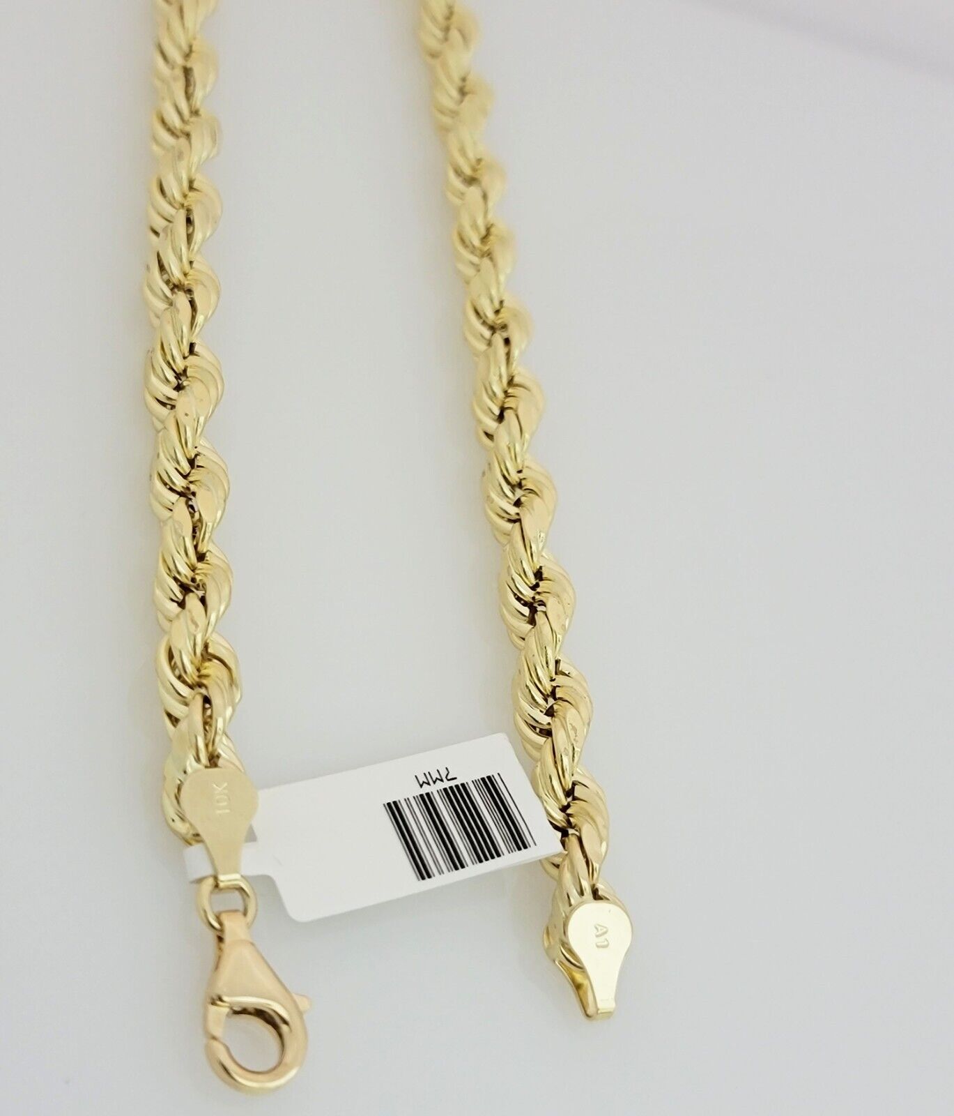 10K Yellow Gold Rope Chain Necklace 7mm 26 Inch REAL 10kt Diamond Cuts, Men's