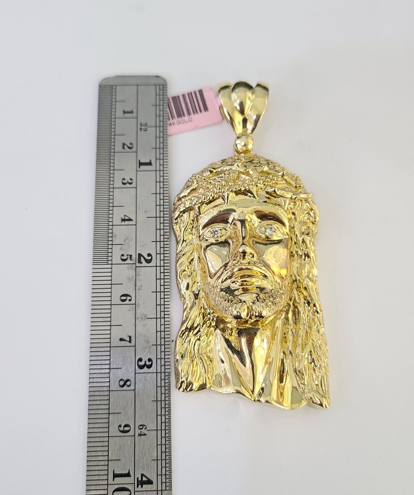 14k Figaro Chain Jesus Head Charm Pendant Gold 7mm 20-30 inch SET Necklace