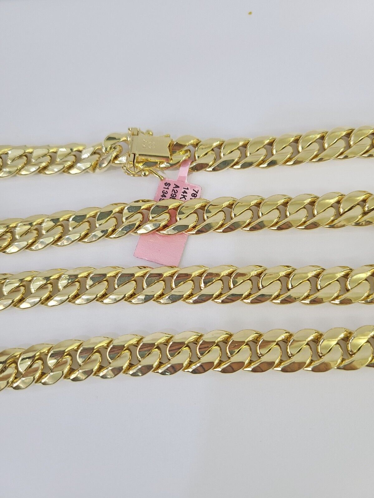 Real 14K Miami Cuban Link Chain Necklace Yellow Gold 22 inch 9mm Mens Hollow